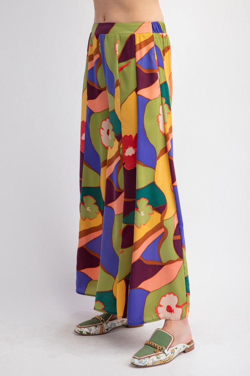 Green Mirabelle Wide Leg Satin Pants