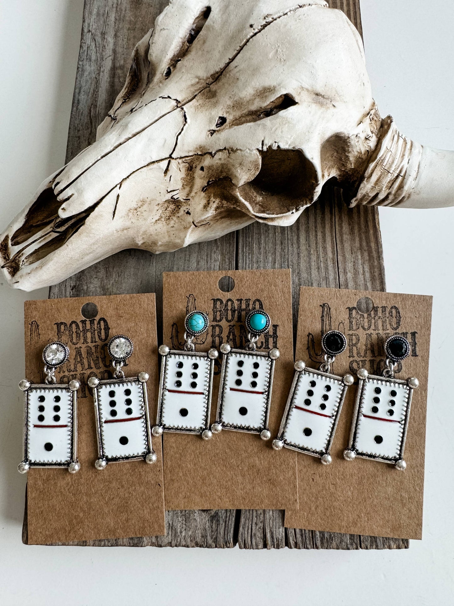 Western Dice Enamel Dangle Post Earring: TURQUOISE