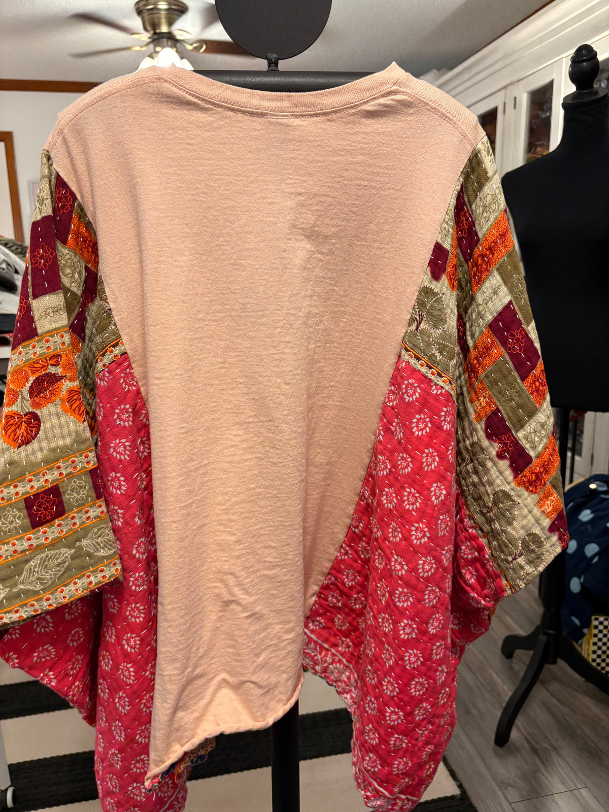 Pretty Pumpkin Vintage Kantha Poncho One Size Fits a Small to XXL