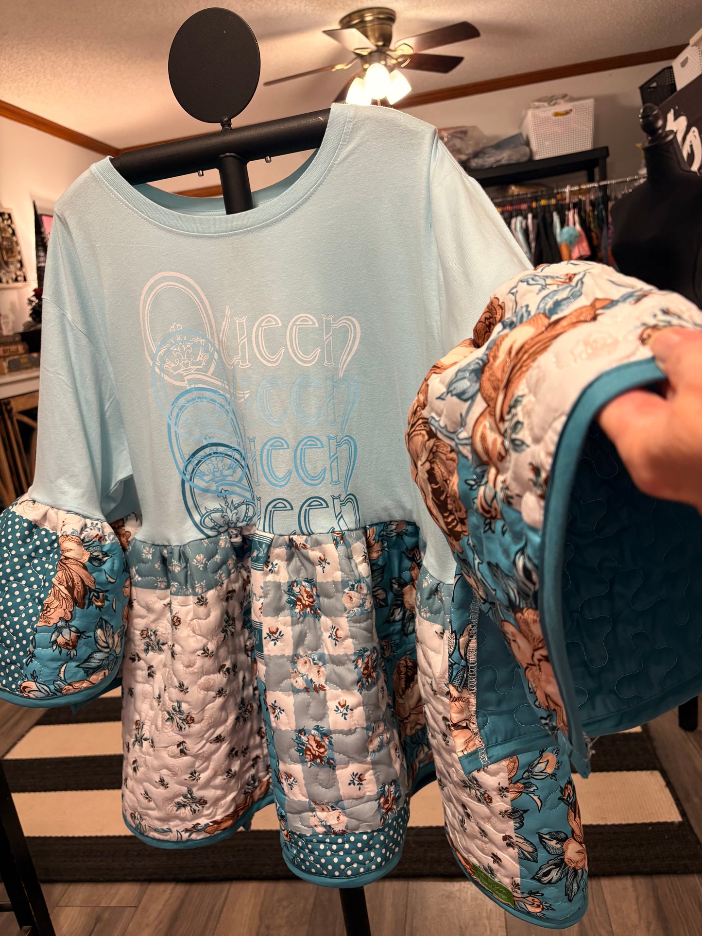 Bohemian Rose Upcycled Quilt Top One Size Fits Large to 3X Oversized!