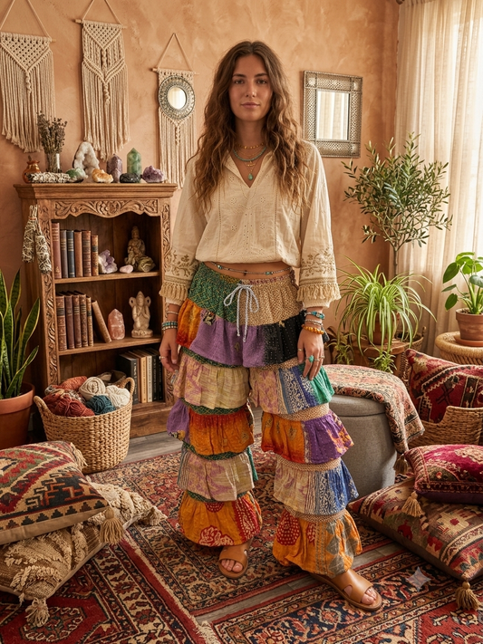 Natalie Tiered Simi Kantha Ruffle Pants One Size Fits 2-16