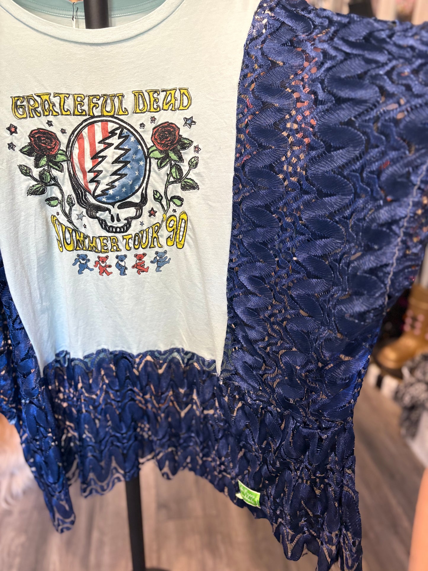 Grateful Dead Upcycled Drop-Sleeve Tee One Size Fits a Large to 4X