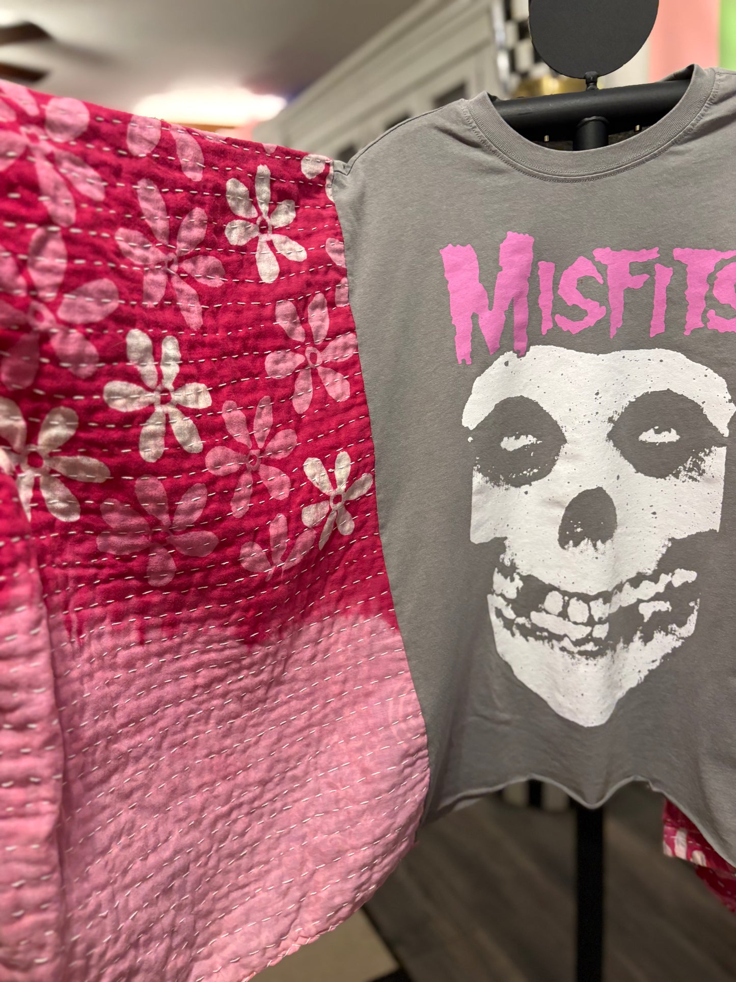 Misfits Upcycled Vintage Kantha Poncho Tee Fits A Size Small to 3X
