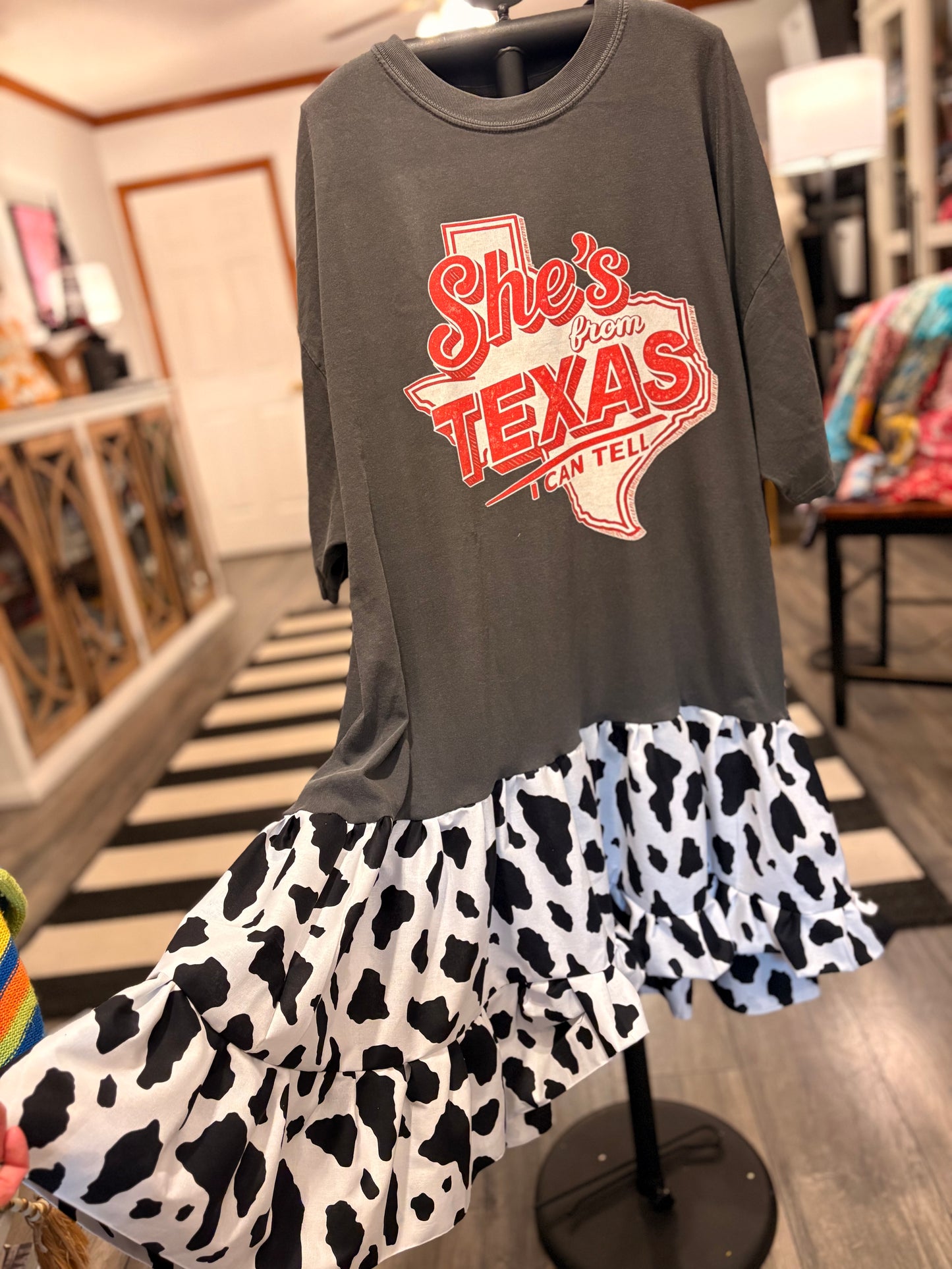 Texan Upcycled Tee Dress Fits a Small to 3X