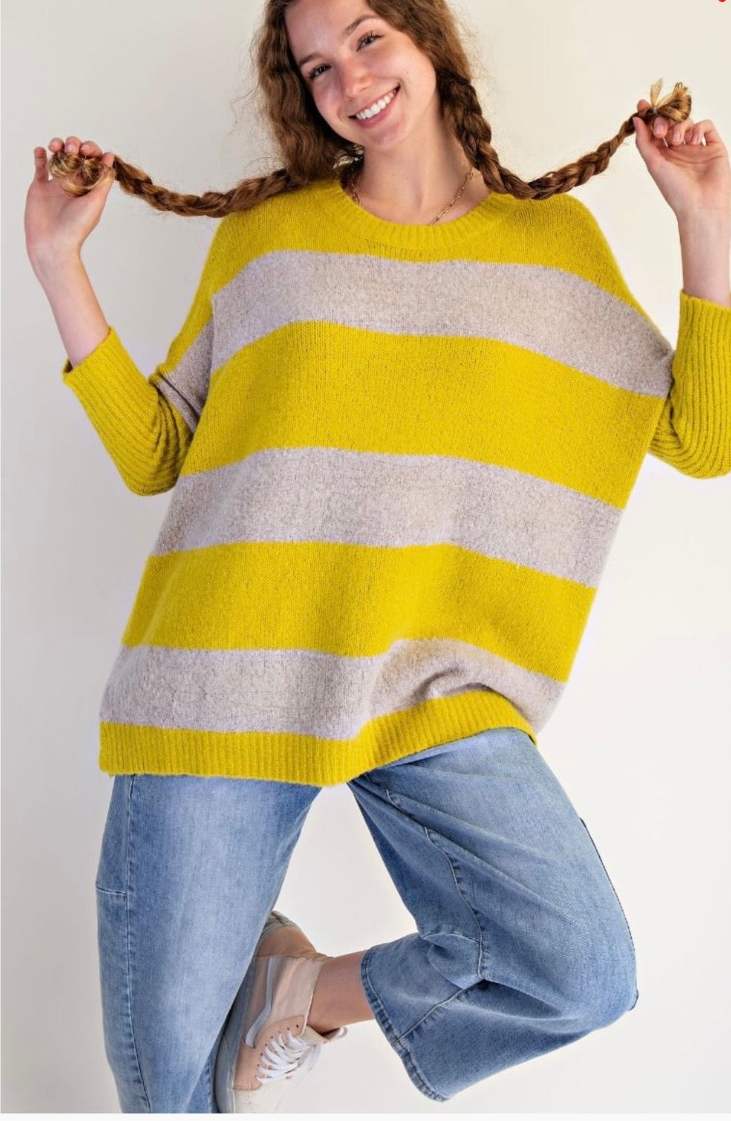 Striped Knit Sweater Pullover