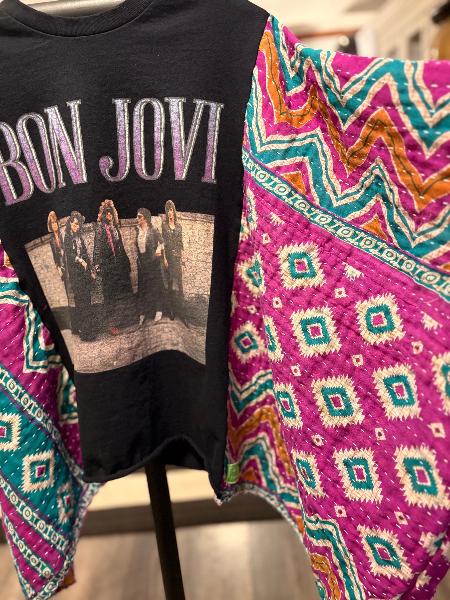 Wanted Upcycled Vintage Kantha Quilt Poncho Tee One Size Fits a Small to XXL