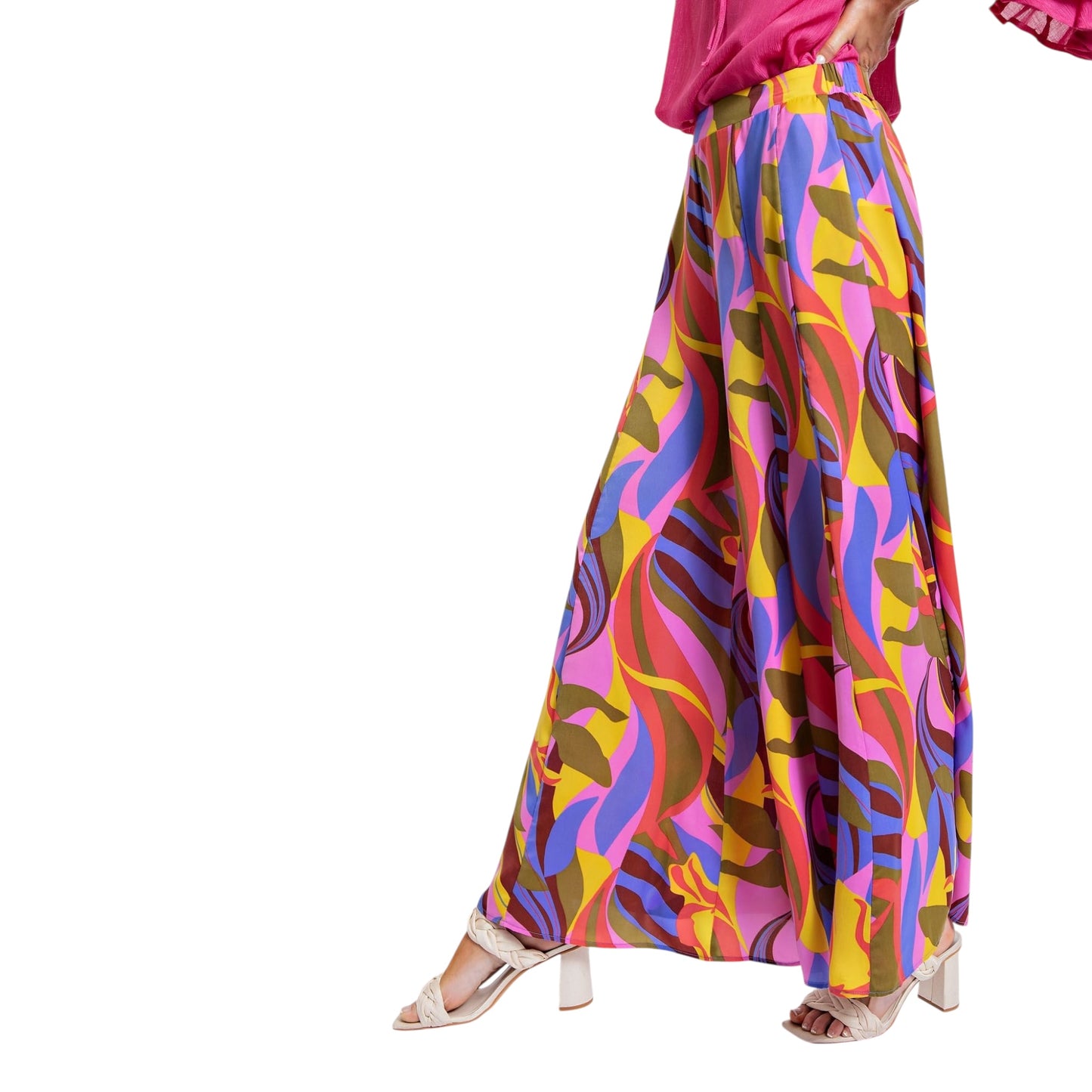 Purple Mirabelle Satin Wide Leg Pants