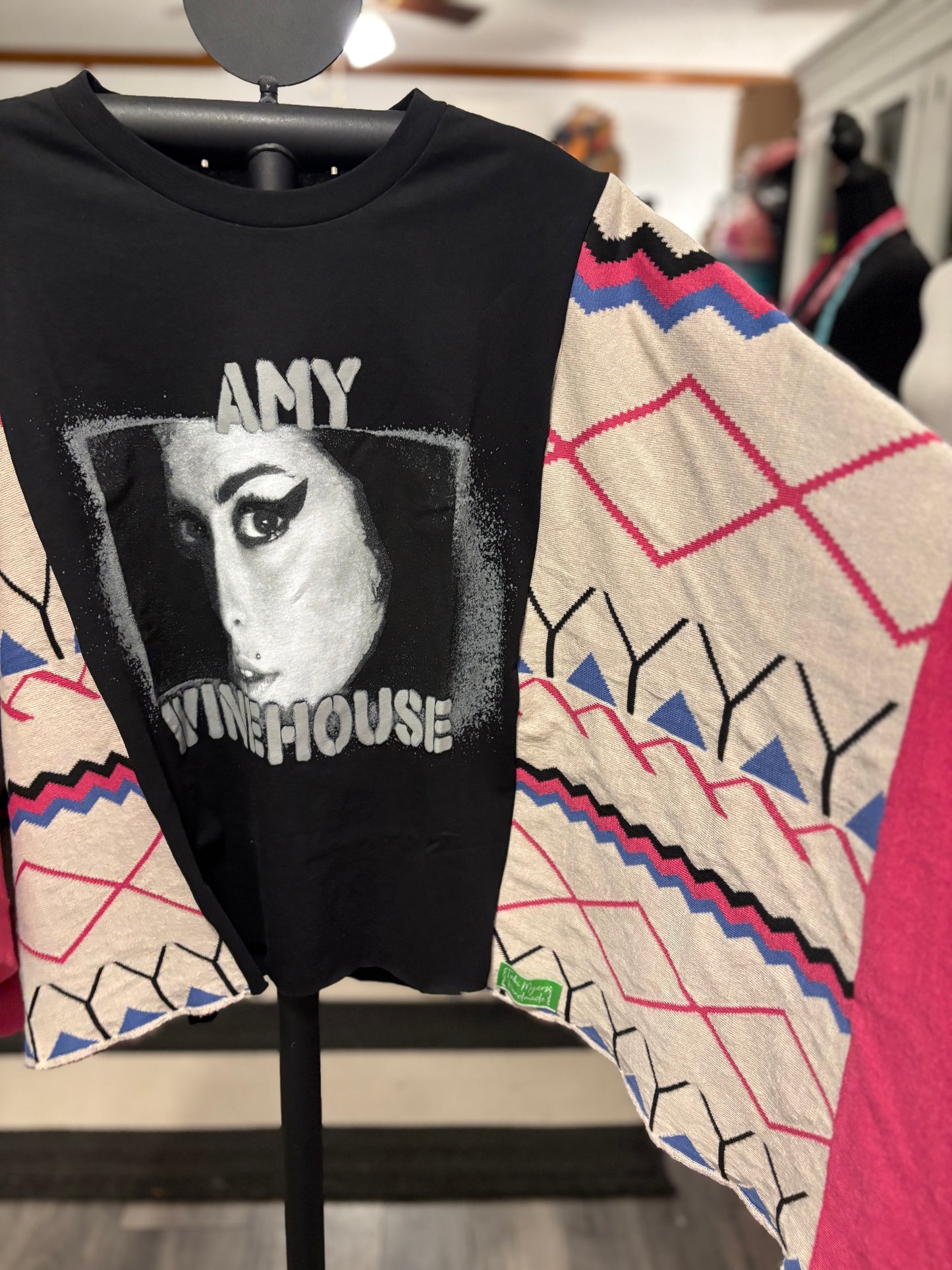 Amy Winehouse Upcycled Drop Sleeve Poncho One Size Fits a Small to XL