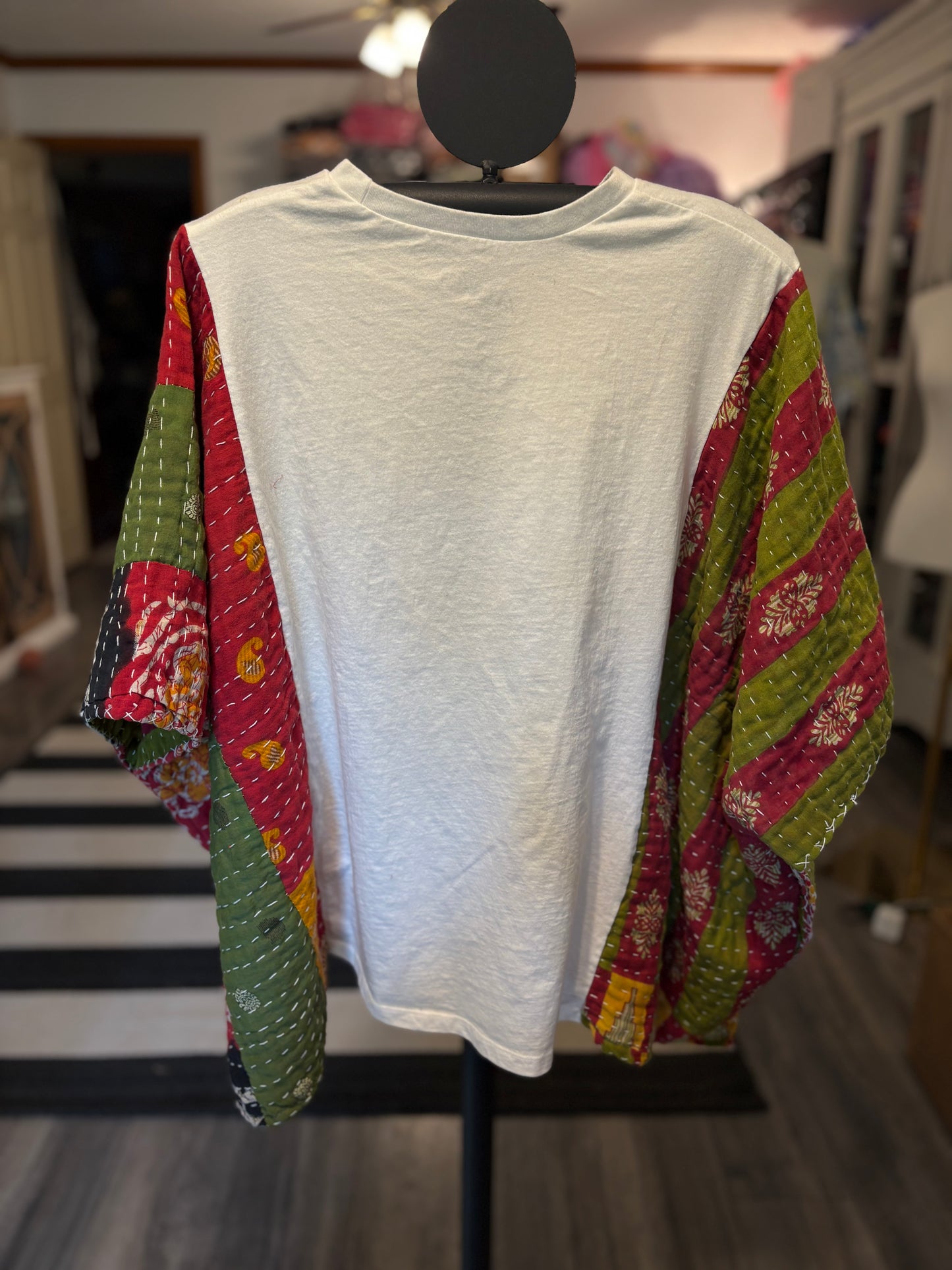 Blondie Upcycled Vintage Kantha Poncho Tee Fits A Size Small to  XL