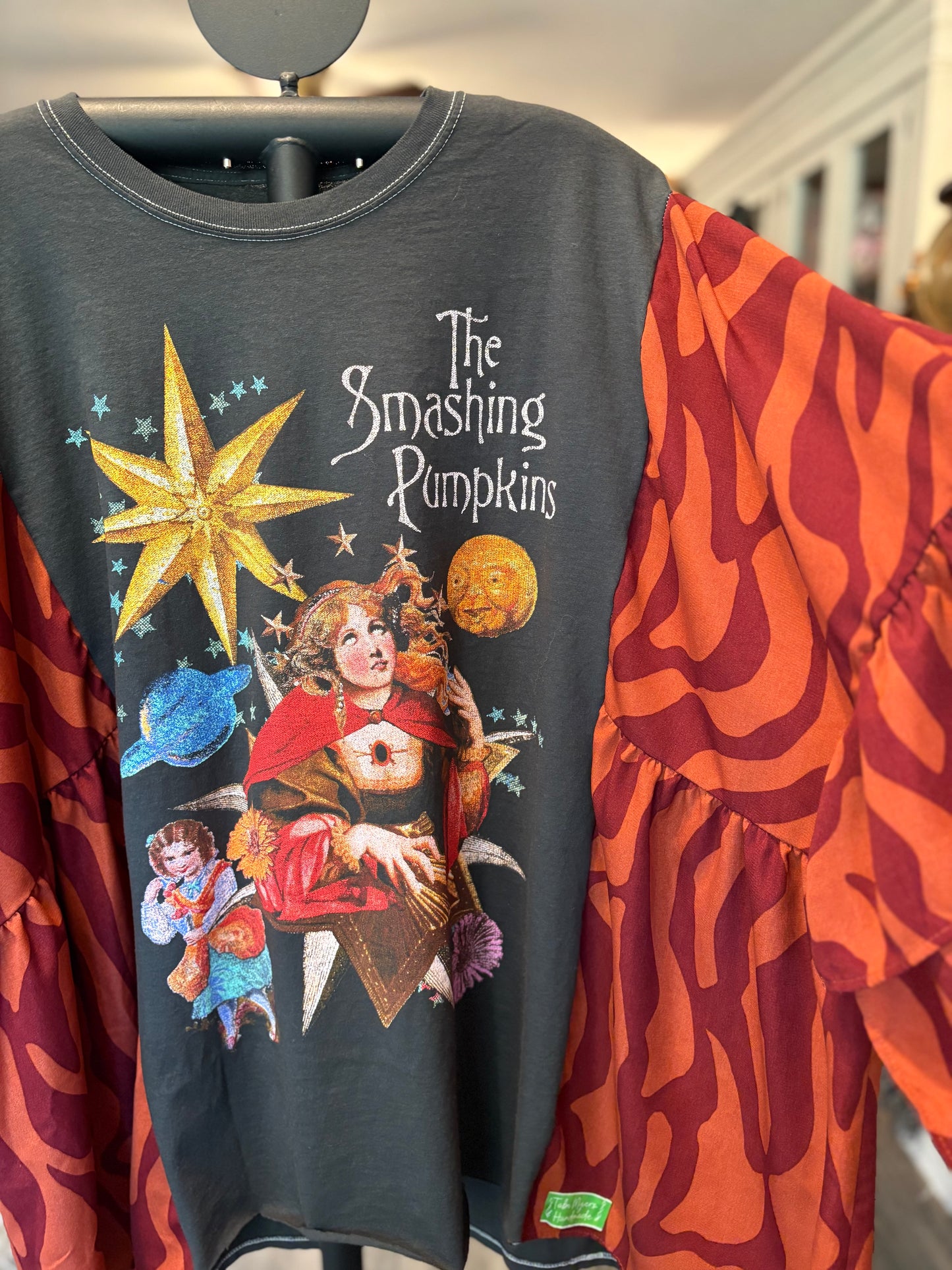 Smashing Pumpkins Upcycled Drop-Sleeve Tee One Size Fits a Large to 3X