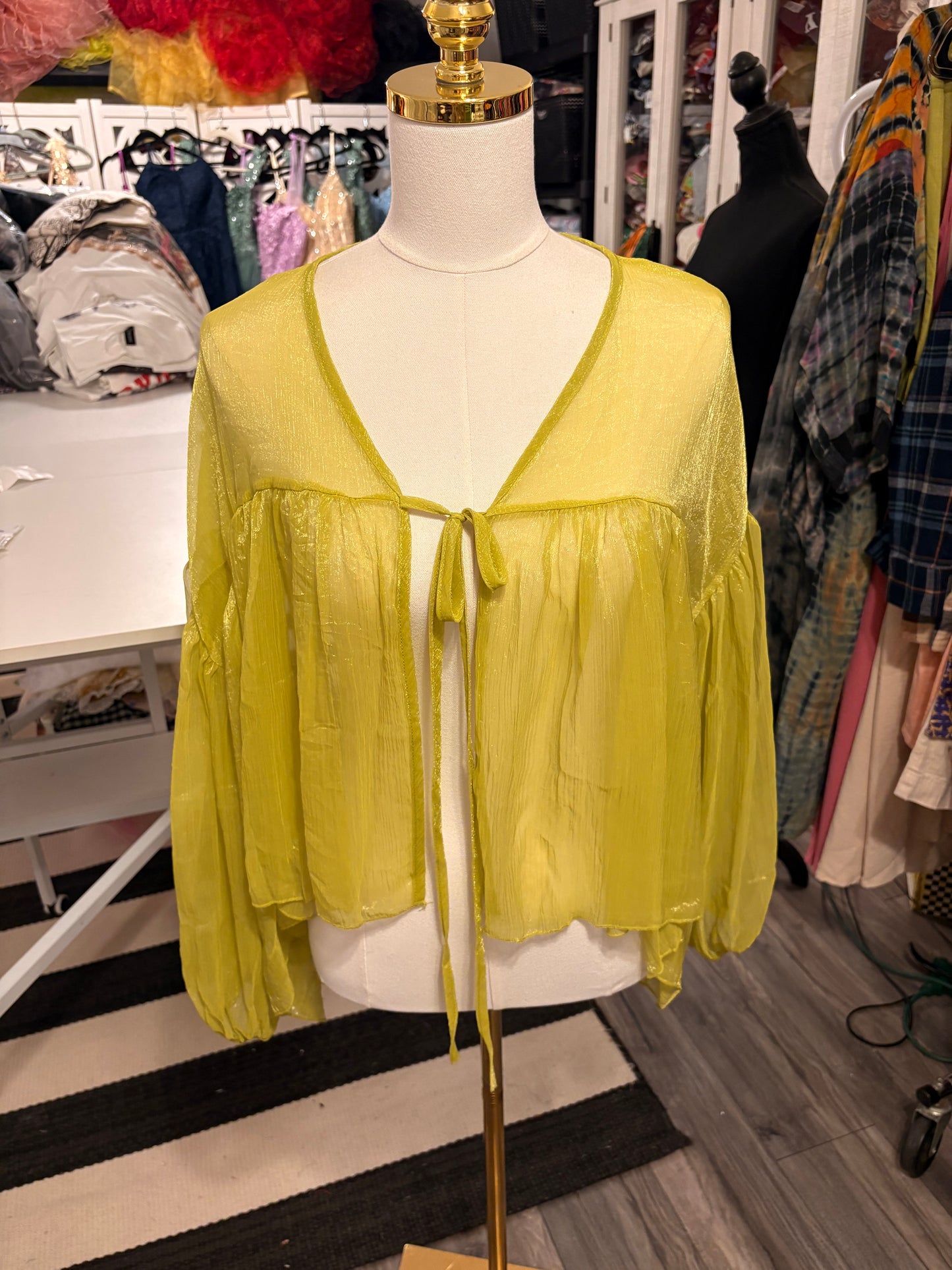 Abby Silk Ruffle Tie Top One Size Fits Small to XL 2-14
