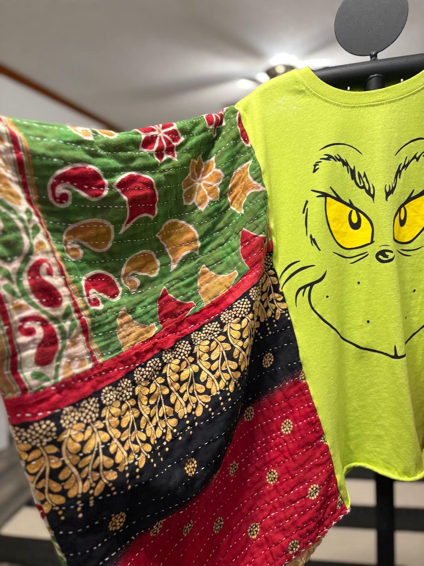 Grinch Vintage Kantha Poncho Tee One Size Fits a Small to XXL