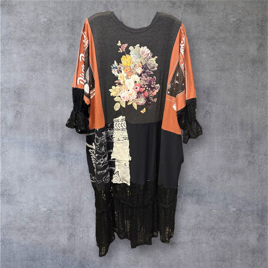 Pretty Disco Maxi Dress Upcycled Tee Dress One Size Fits a Large to 3X