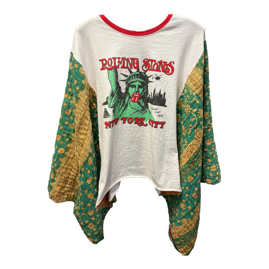 Stones US Tour Upcycled Vintage Kantha Poncho Tee Fits A Size Small to XXL