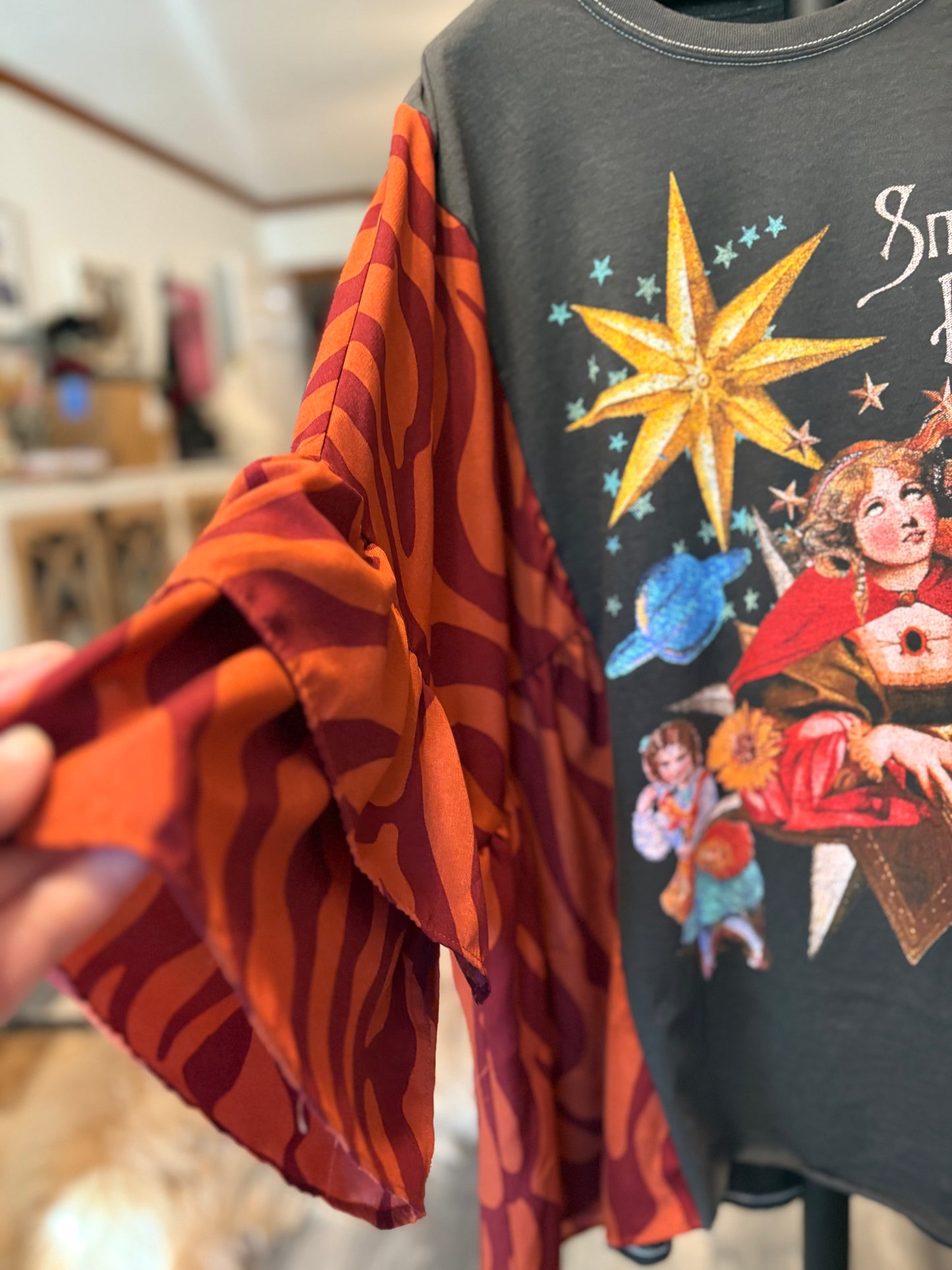 Smashing Pumpkins Upcycled Drop-Sleeve Tee One Size Fits a Large to 3X
