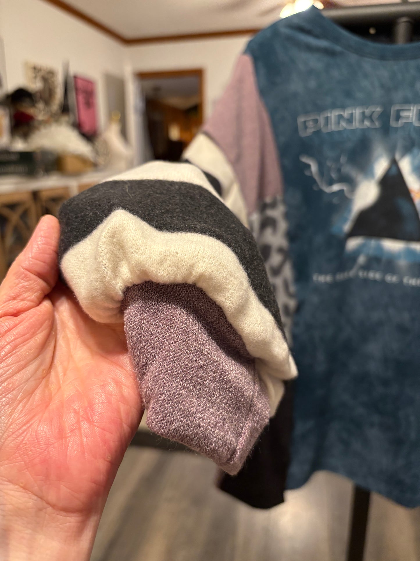 Pink Floyd Upcycled Drop Sleeve Sweater Tee One Size Fits a Small to XL