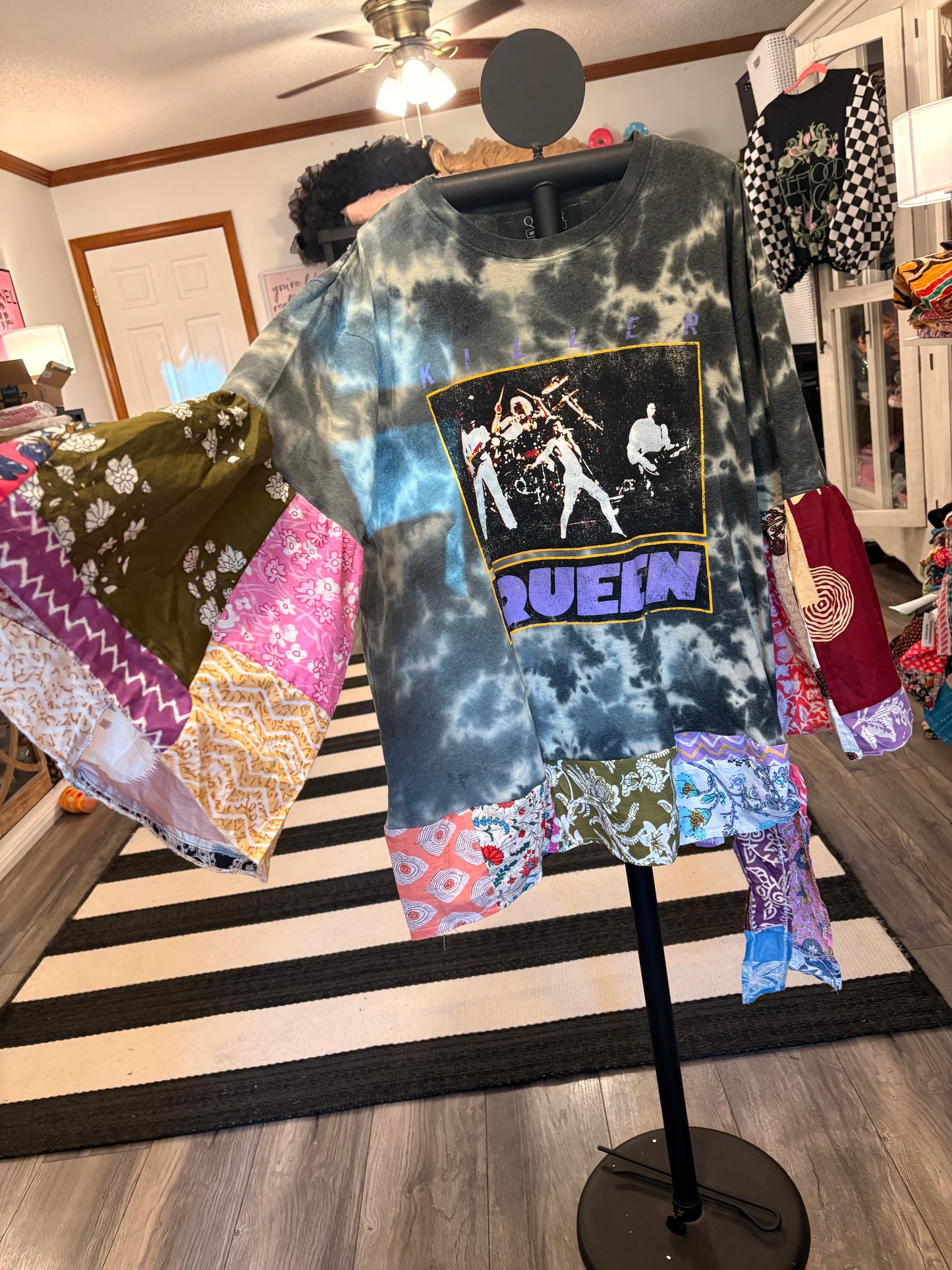 We Will Rock Upcycled Boho Queen Tee One Size Fits a Small to XXL