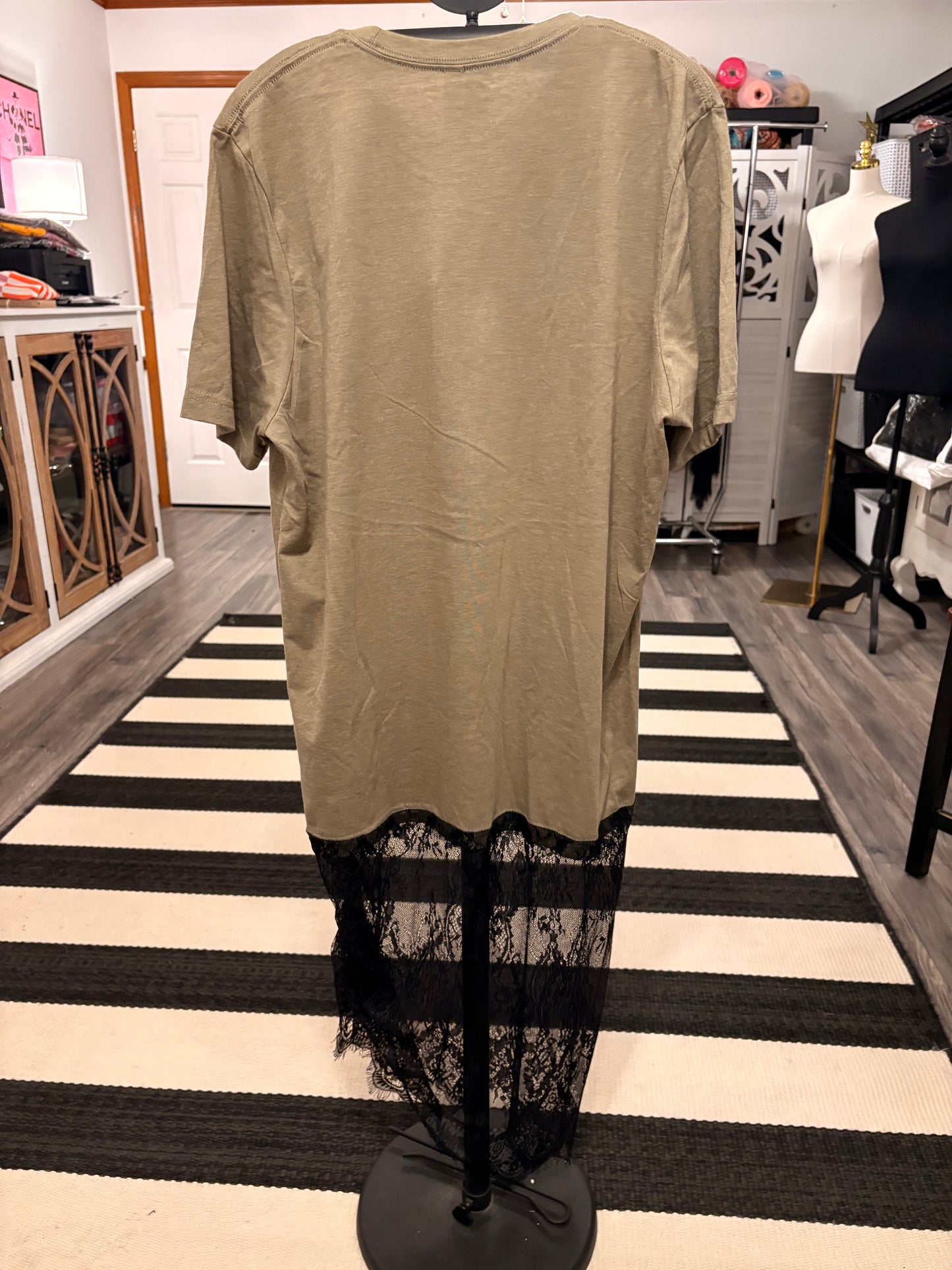 Sacred Heart Lace Bottom Tee Dress OVERSIZED Fits a Small to XL