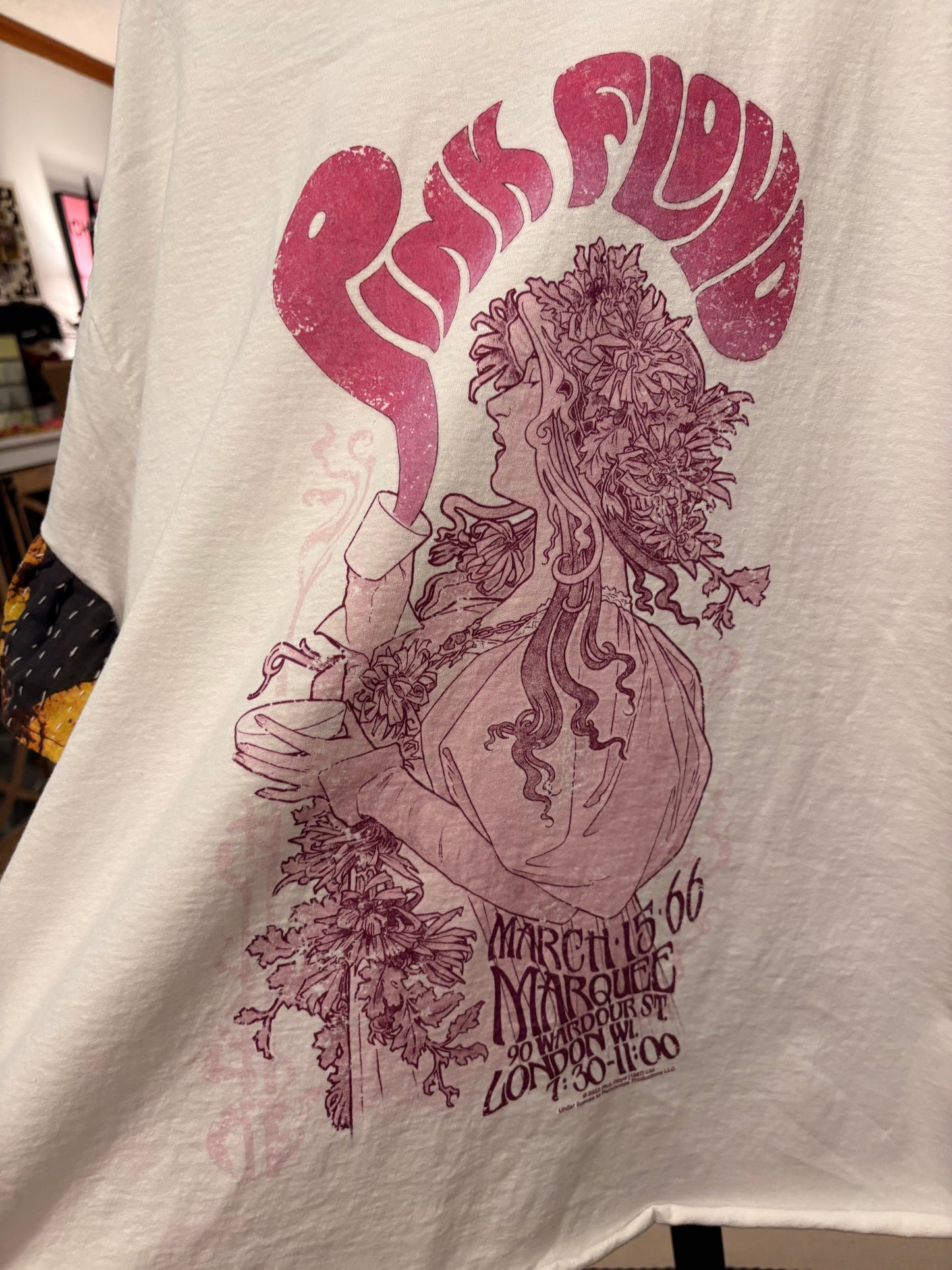 Pink Kantha Ruffle Sleeve Tee Fits a Small to 2X
