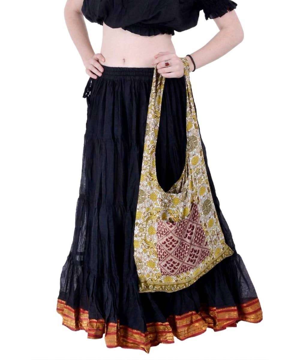 Reusable Floral Printed Jhola shoulder hobo bag with pocket