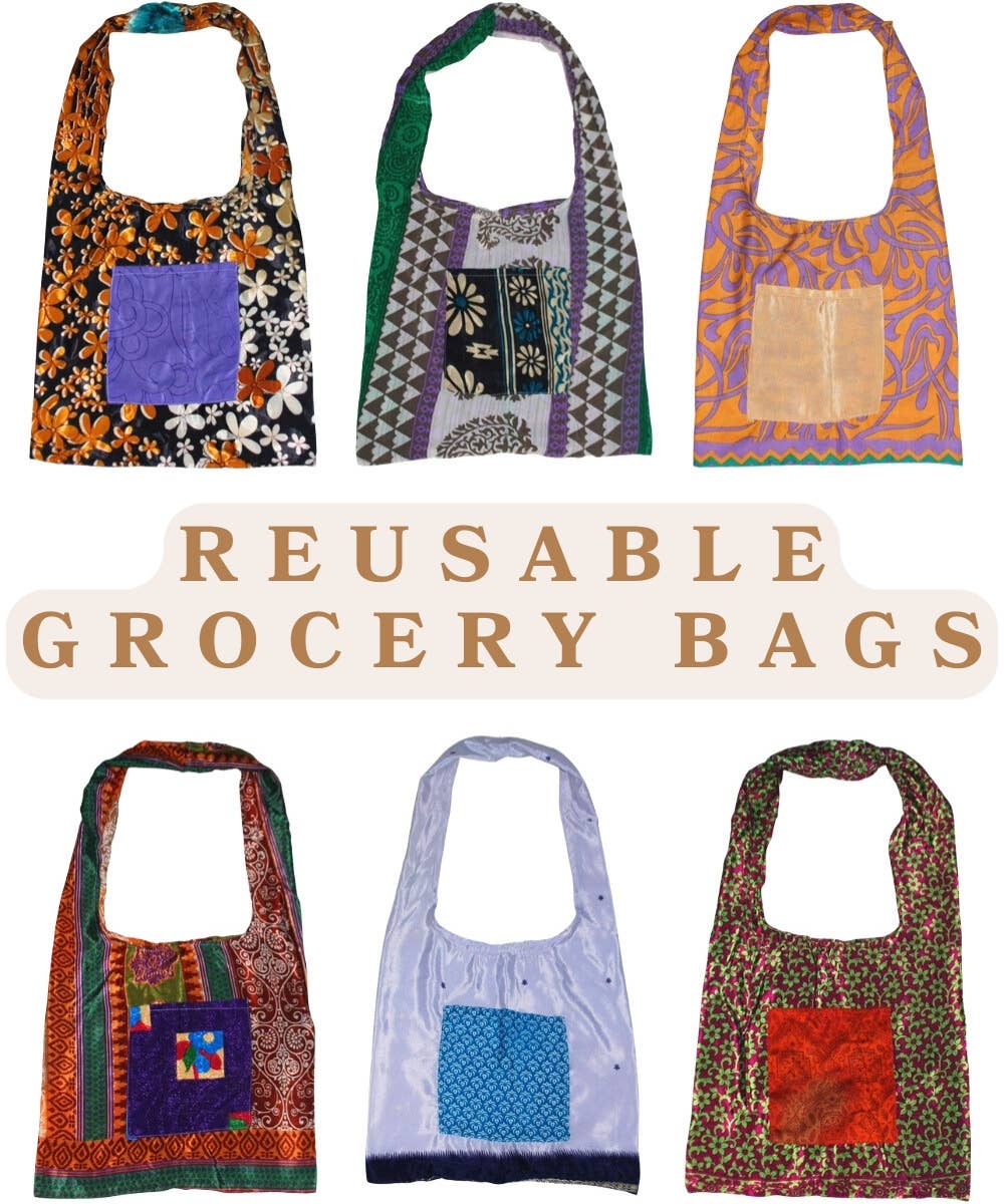 Reusable Floral Printed Jhola shoulder hobo bag with pocket