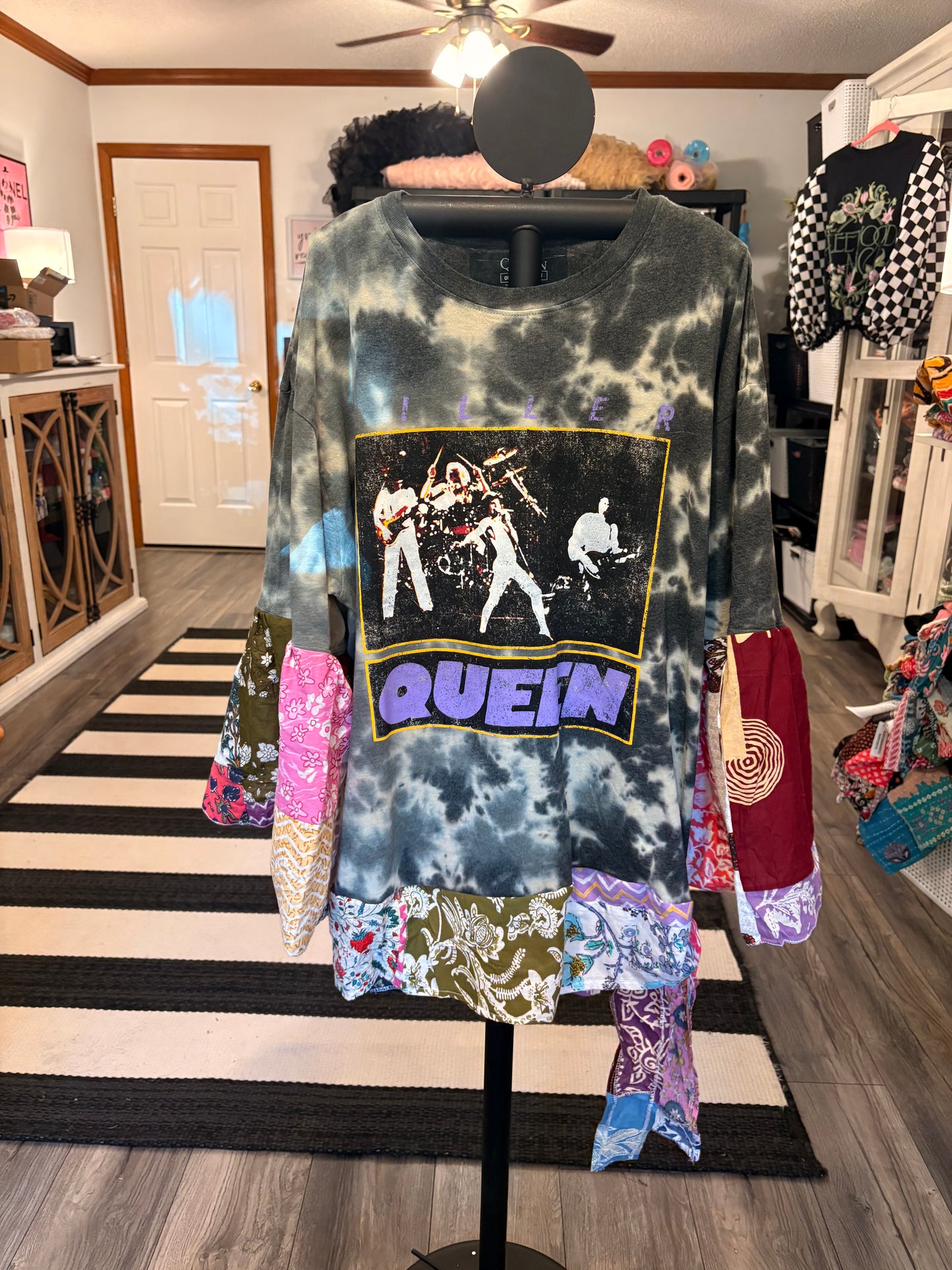 We Will Rock Upcycled Boho Queen Tee One Size Fits a Small to XXL