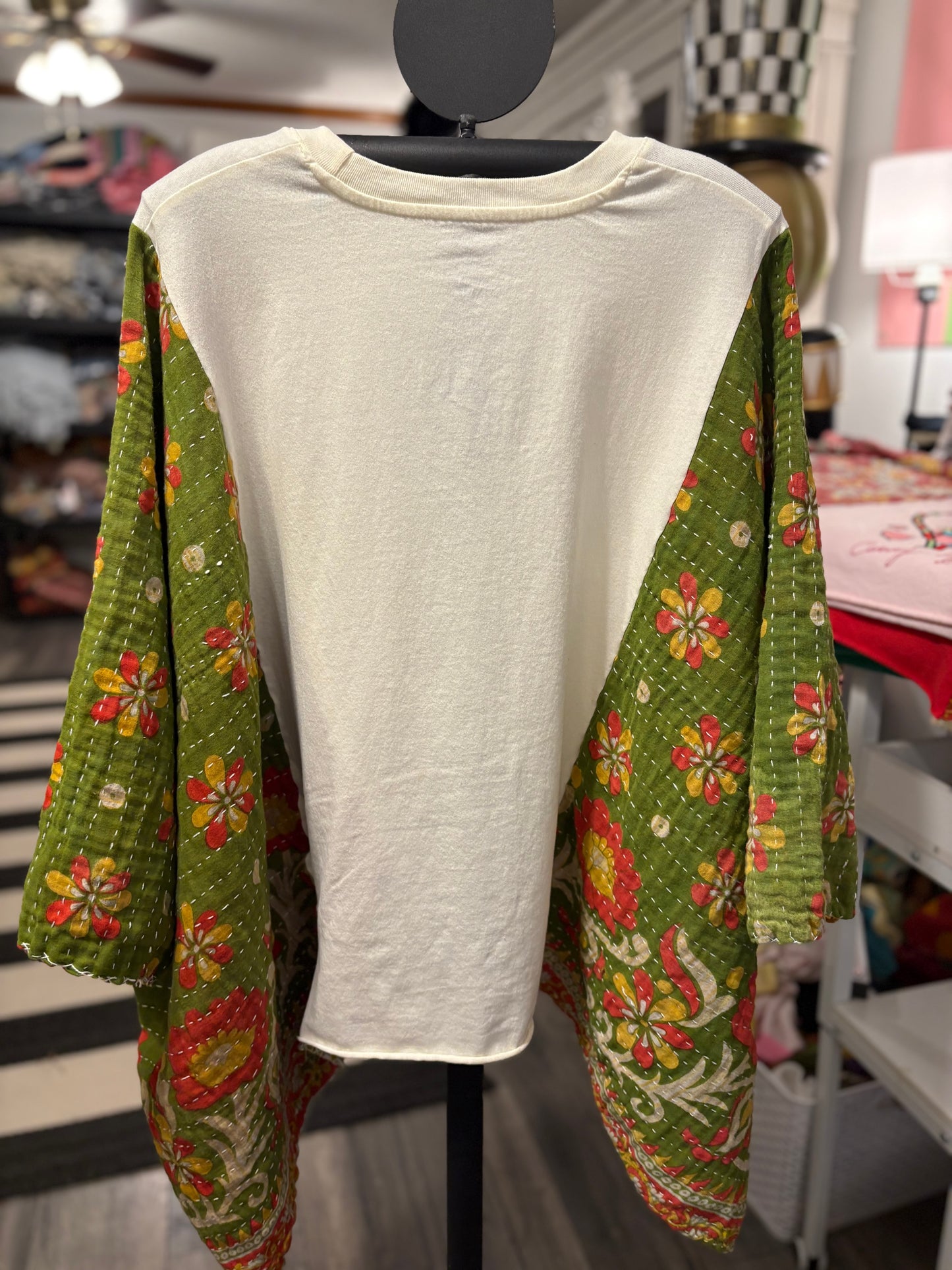 Merry Grinchmas Vintage Kantha Quilt Poncho Tee One Size Fits a Small to XXL