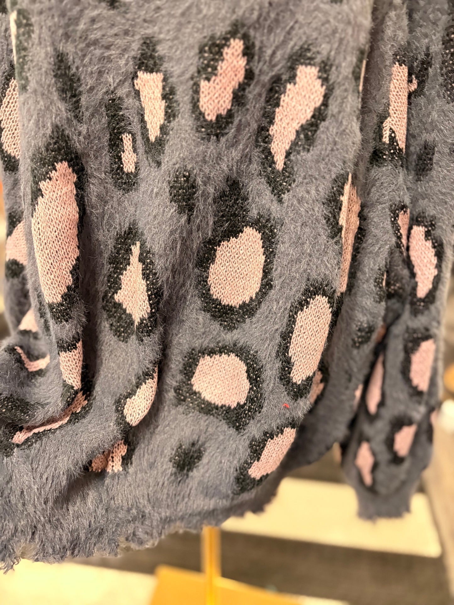 Gray Fuzzy Cheetah Sweater Plus Size