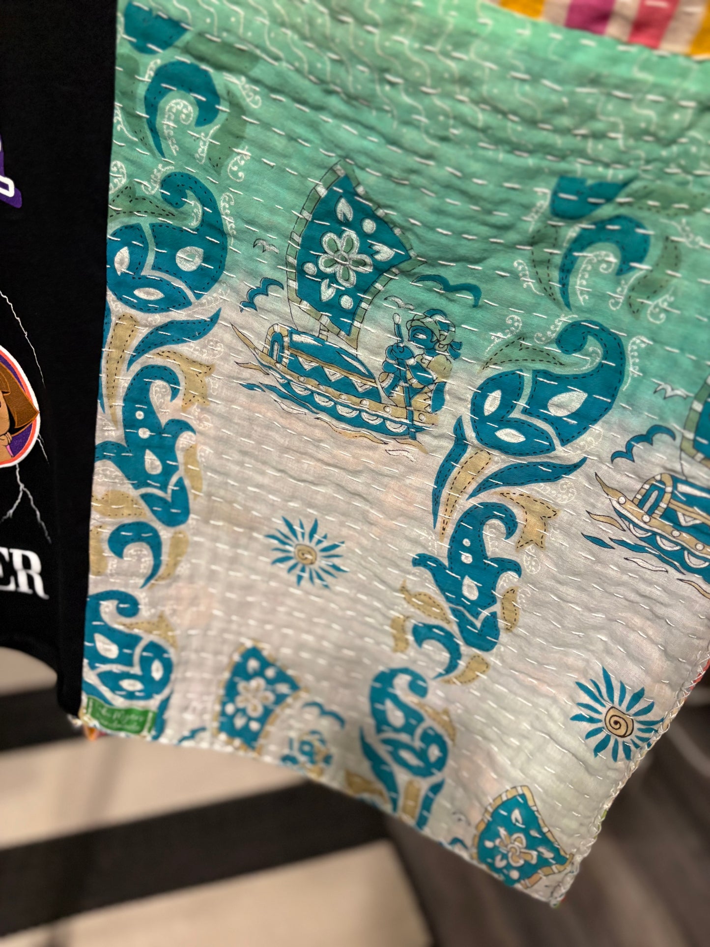 Dora Upcycled Vintage Kantha Poncho Tee Fits A Size Small to XXL