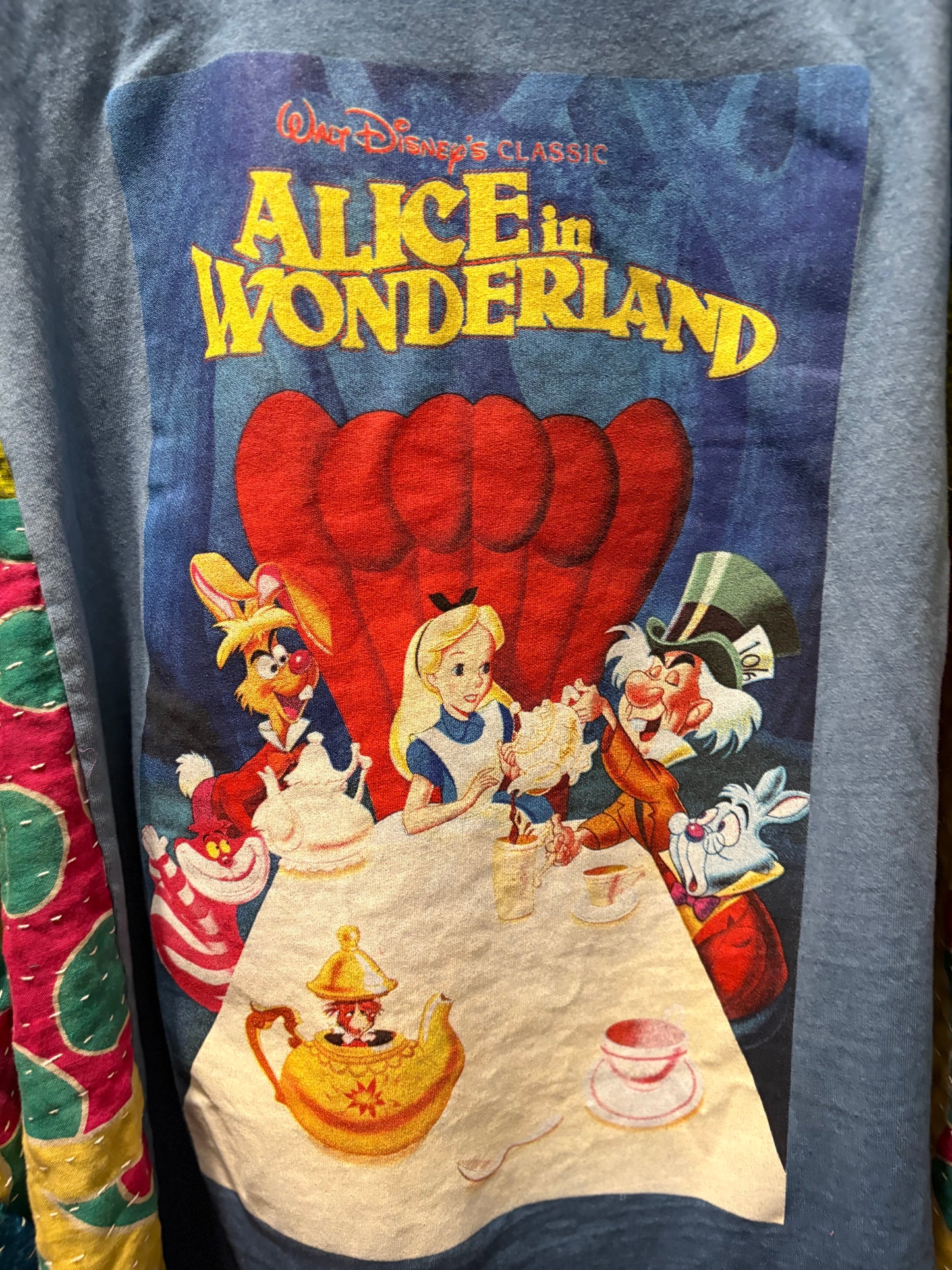 Alice in Wonderland Upcycled Vintage Kantha Poncho Tee Fits A Size Small to XXL