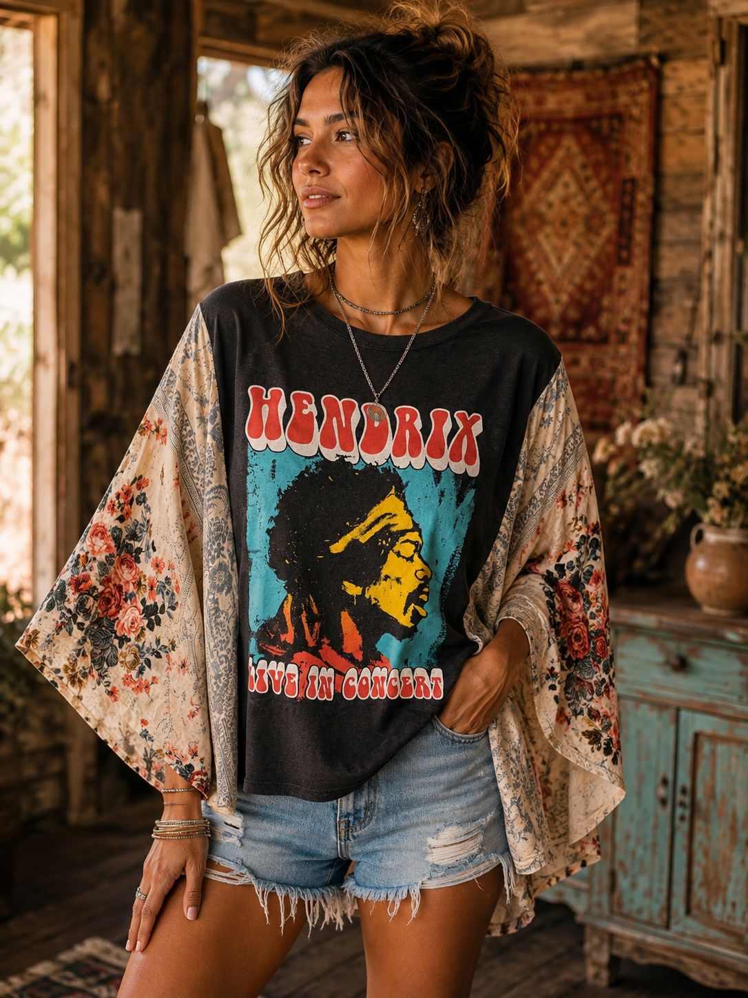 Voodoo Child Upcycled Kimono Tee One Size Fits a Small to XXL
