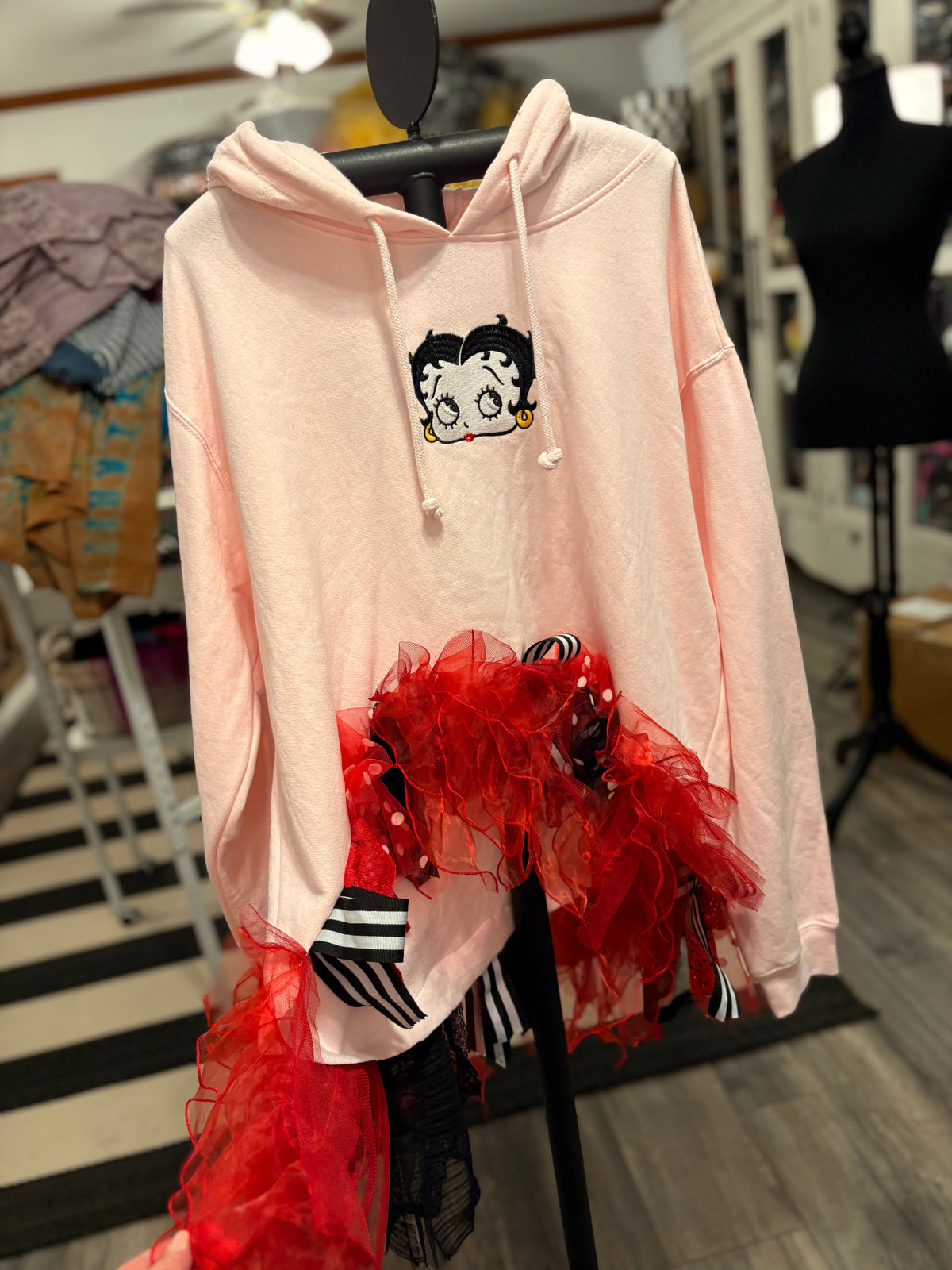 Boop Glam Fringe Asymmetrical Tee One Size Fits Small to XXL