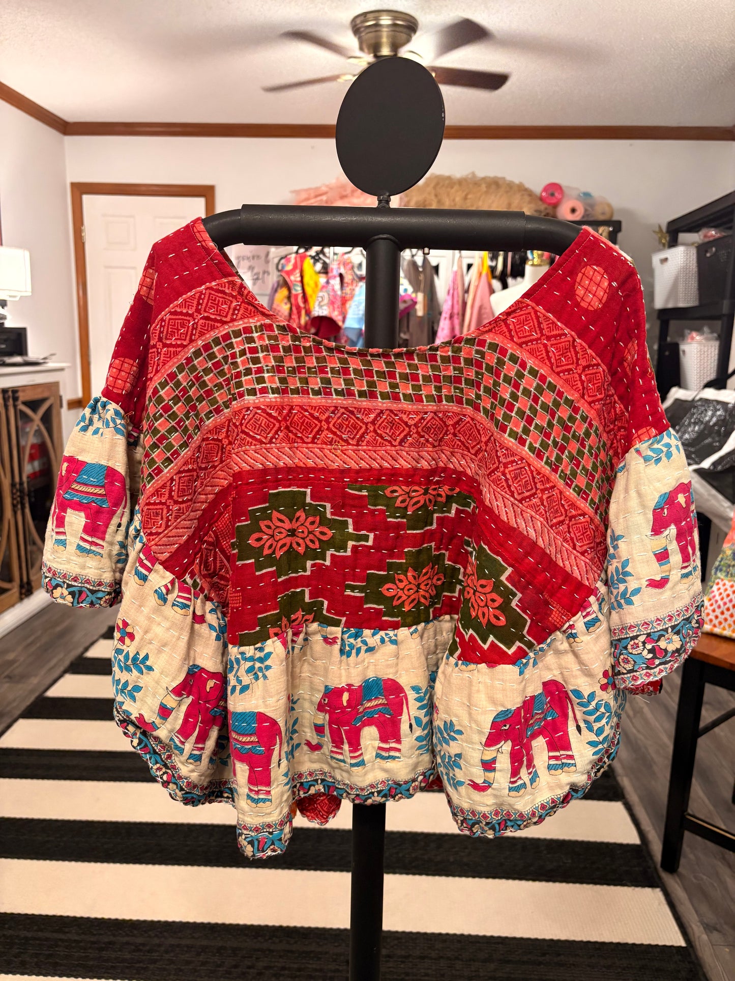 Lizzy Kantha Circle Top One Size Fits a Small to Large