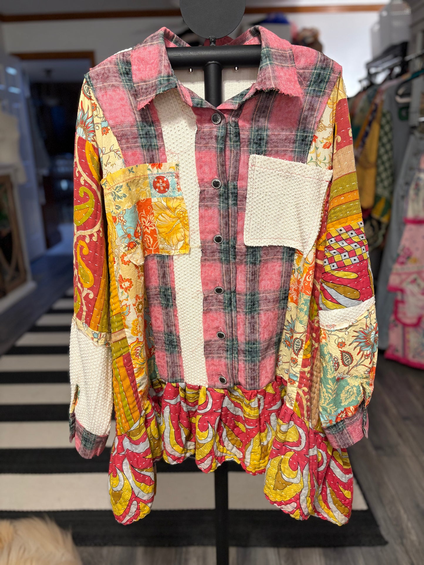 Abby Upcycled Vintage Kantha Dress/Long Shirt One Size Fits Most