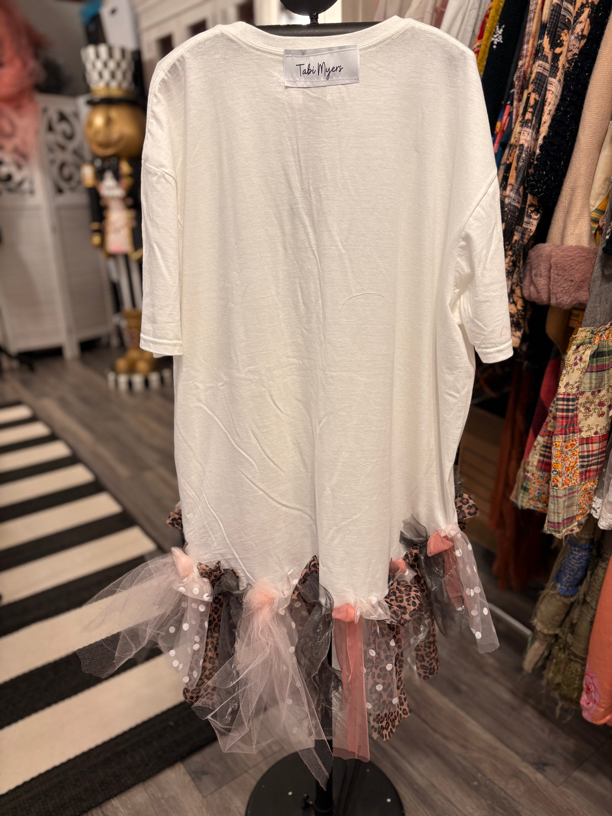 Bad and Bougie Glam Fringe Asymmetrical Tee One Size Fits Small to XXL