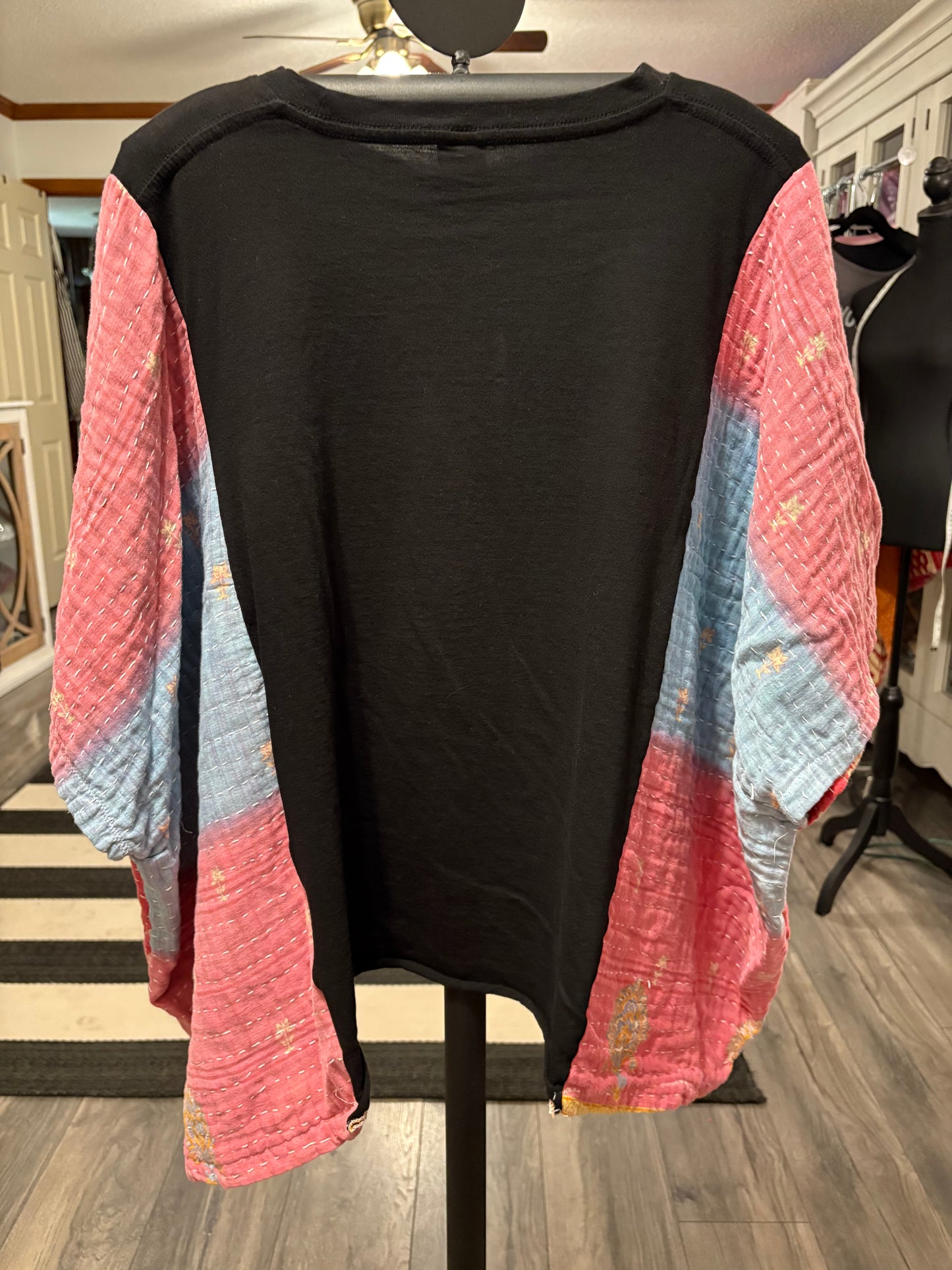 Nightmare on Elm Street Upcycled Vintage Kantha Poncho Tee Fits A Size Small to XL