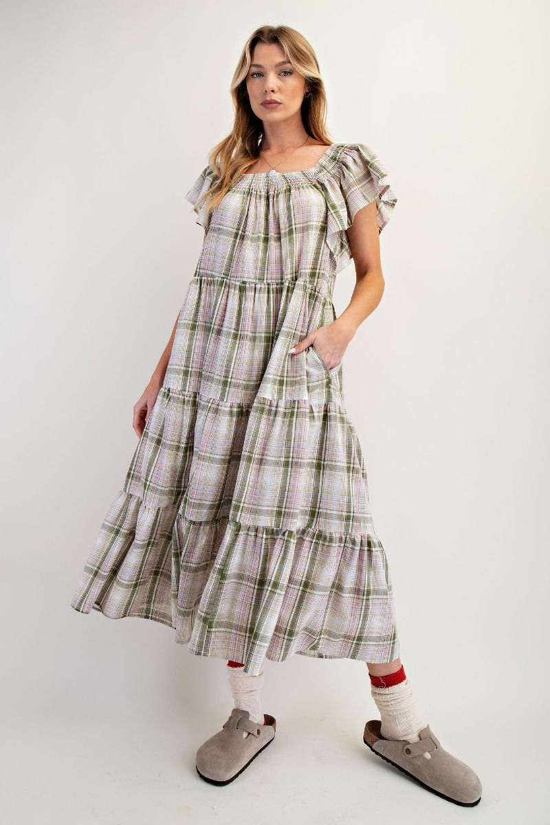 Plaid Tiered Dress