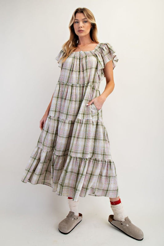 Plaid Tiered Dress