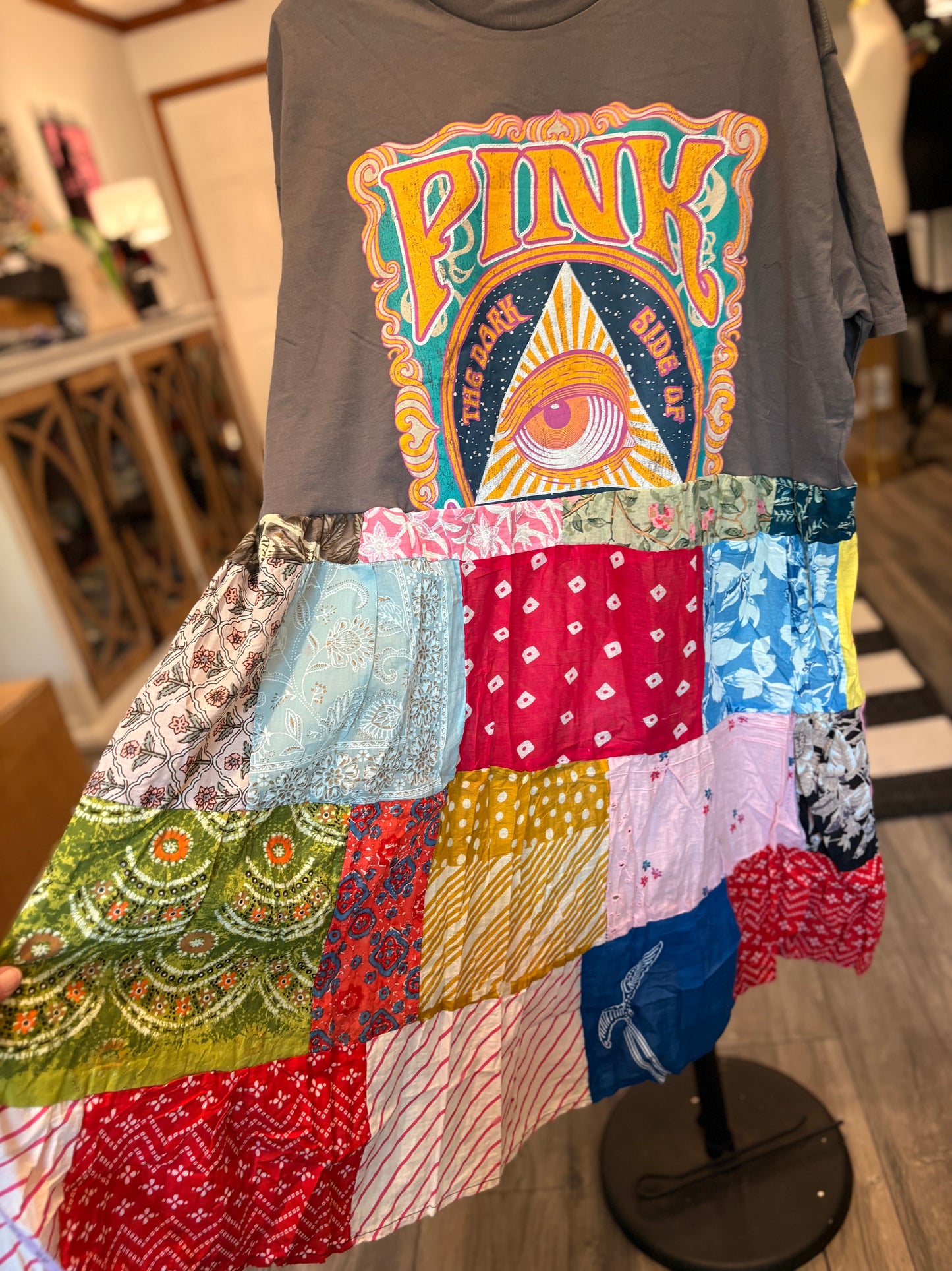 Pink Floyd Upcycled Patchwork Dress One Size Fits a Small to XXL