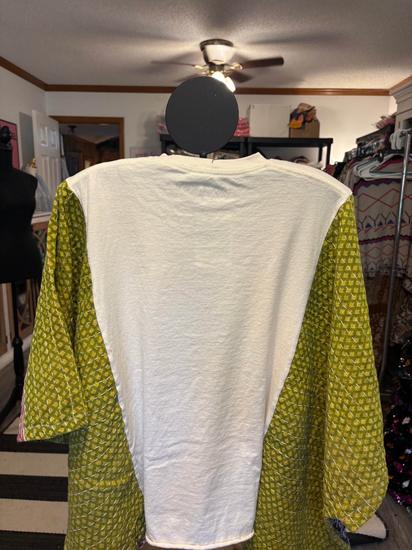 Woodstock Upcycled Vintage Kantha Poncho Tee Fits A Small to XL