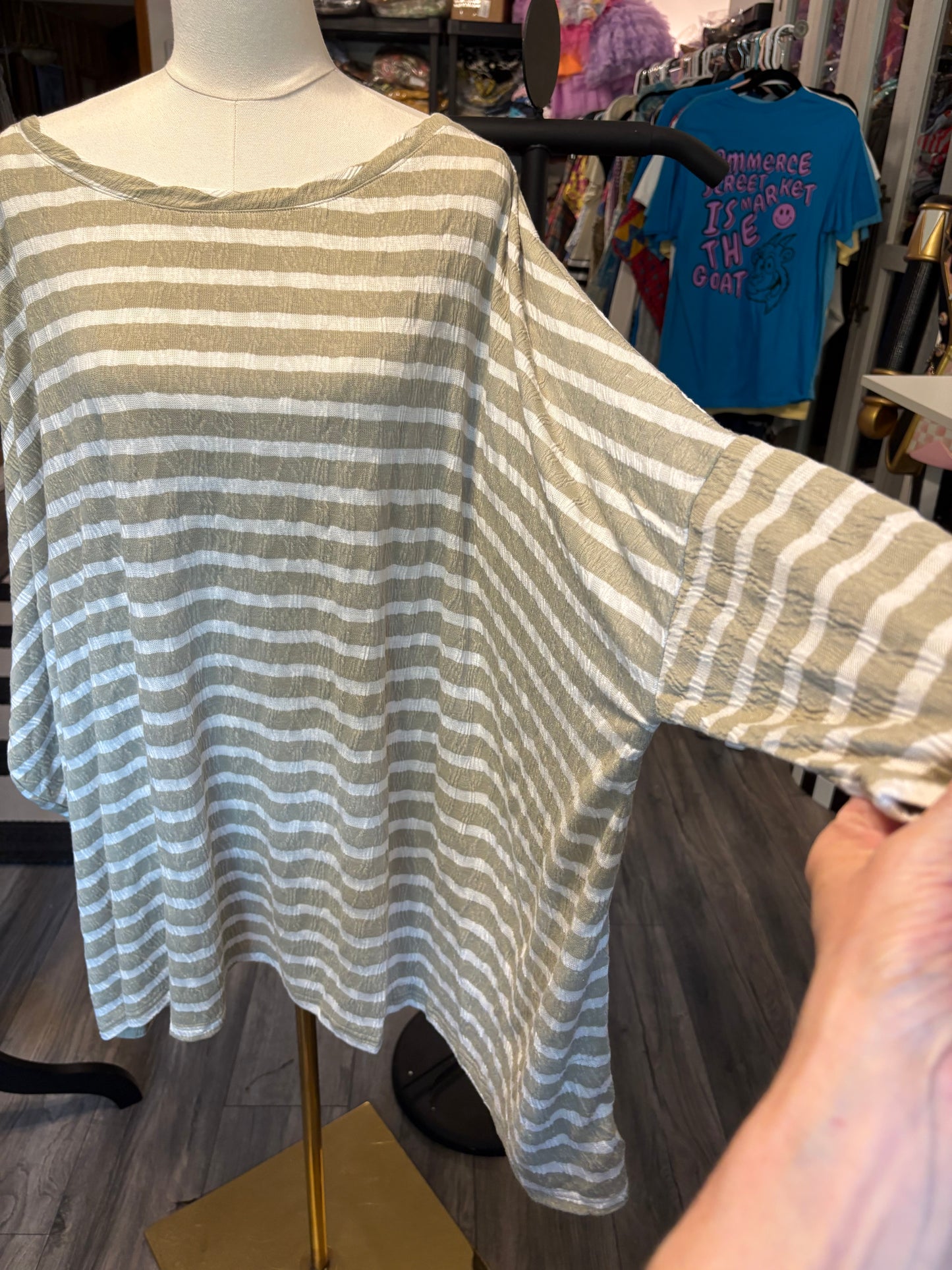 Easel Brand Sage Knit Boxy Top