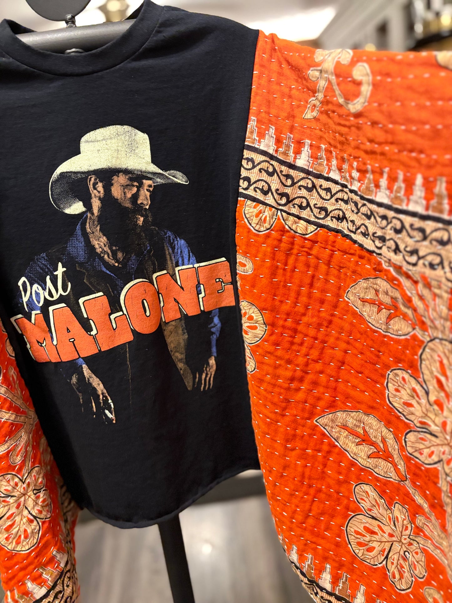 Post Malone Upcycled Vintage Kantha Poncho Tee One Size Fits a Small to XL
