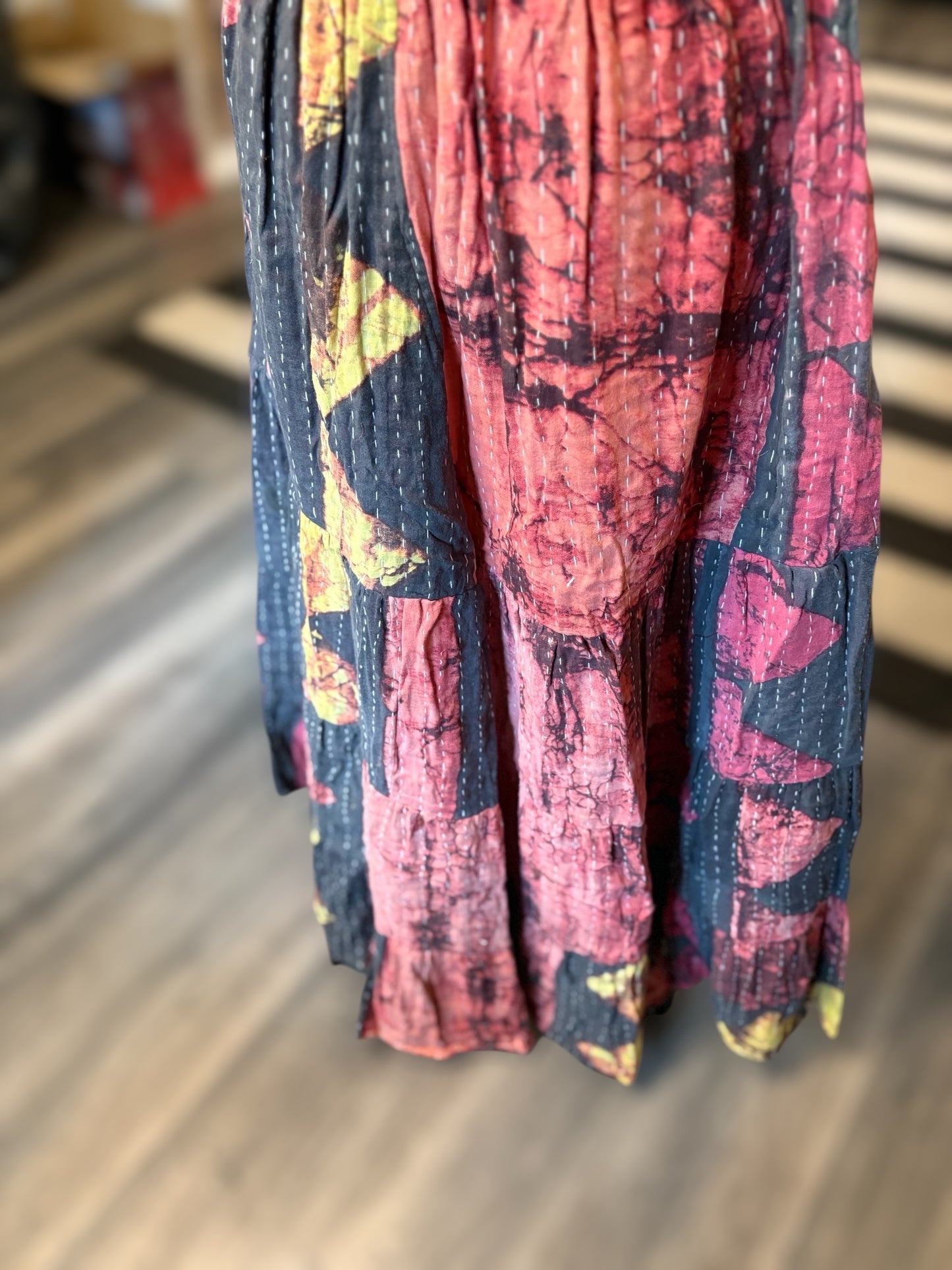 Alexis Kantha Flowy Tiered Reversible Palazzo Pant with Pockets: One Size Fits Size 6-16