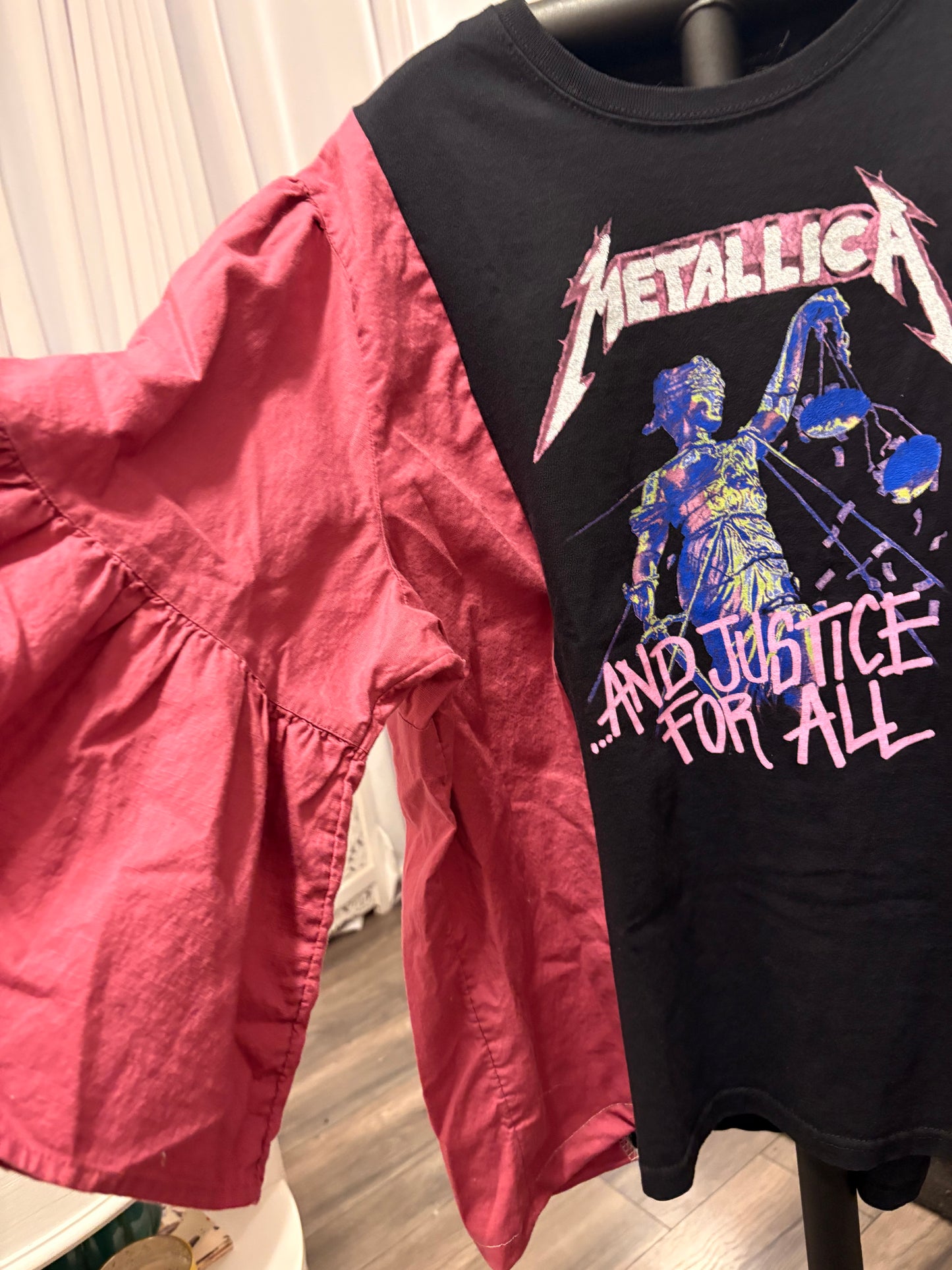 Justice Upcycled Flare Sleeve Tee One Size Fits a Small to XL
