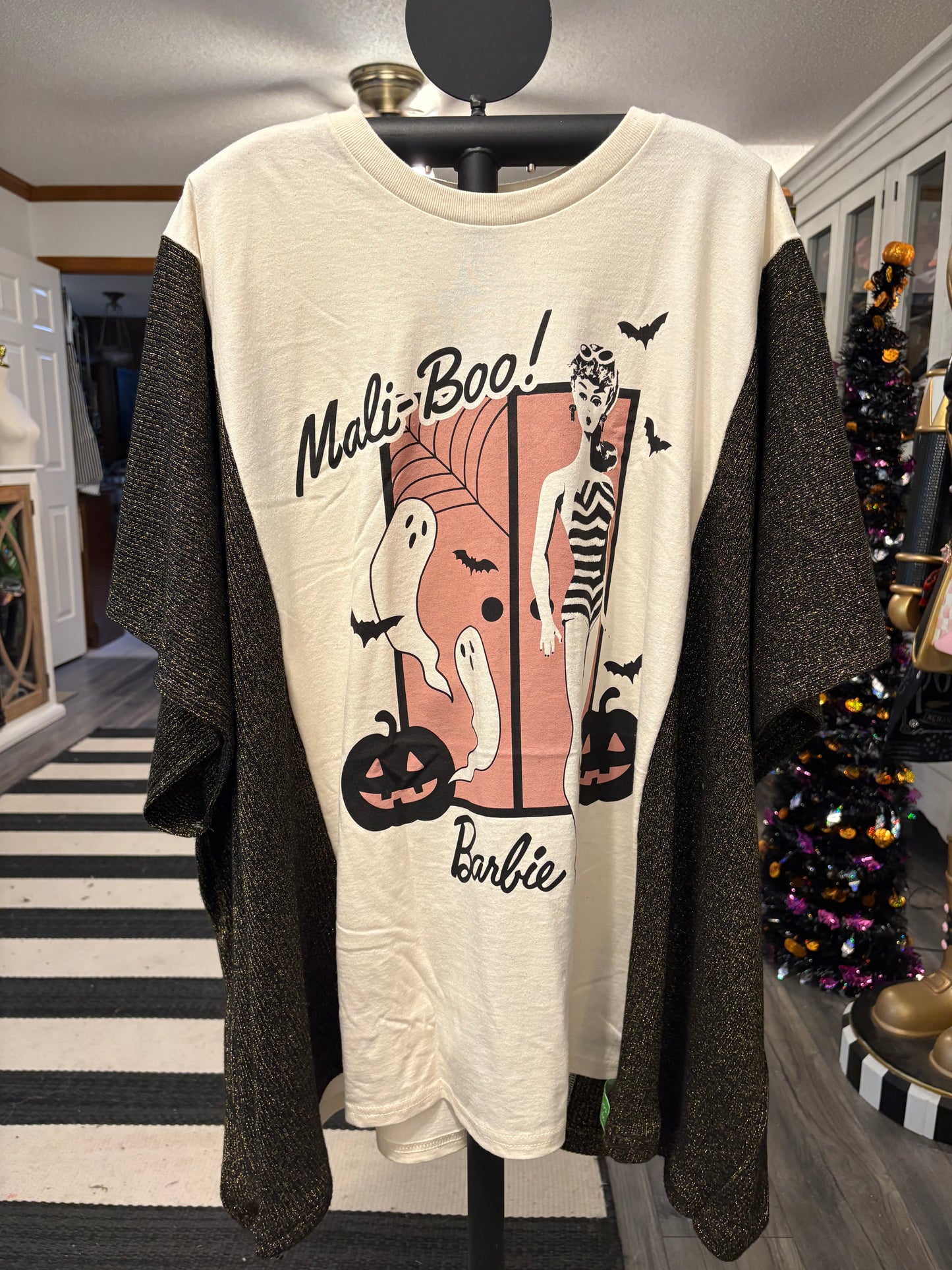 MaliBOO Barbie Upcycled Drop-Sleeve Tee Dress One Size Fits a Large to 4X