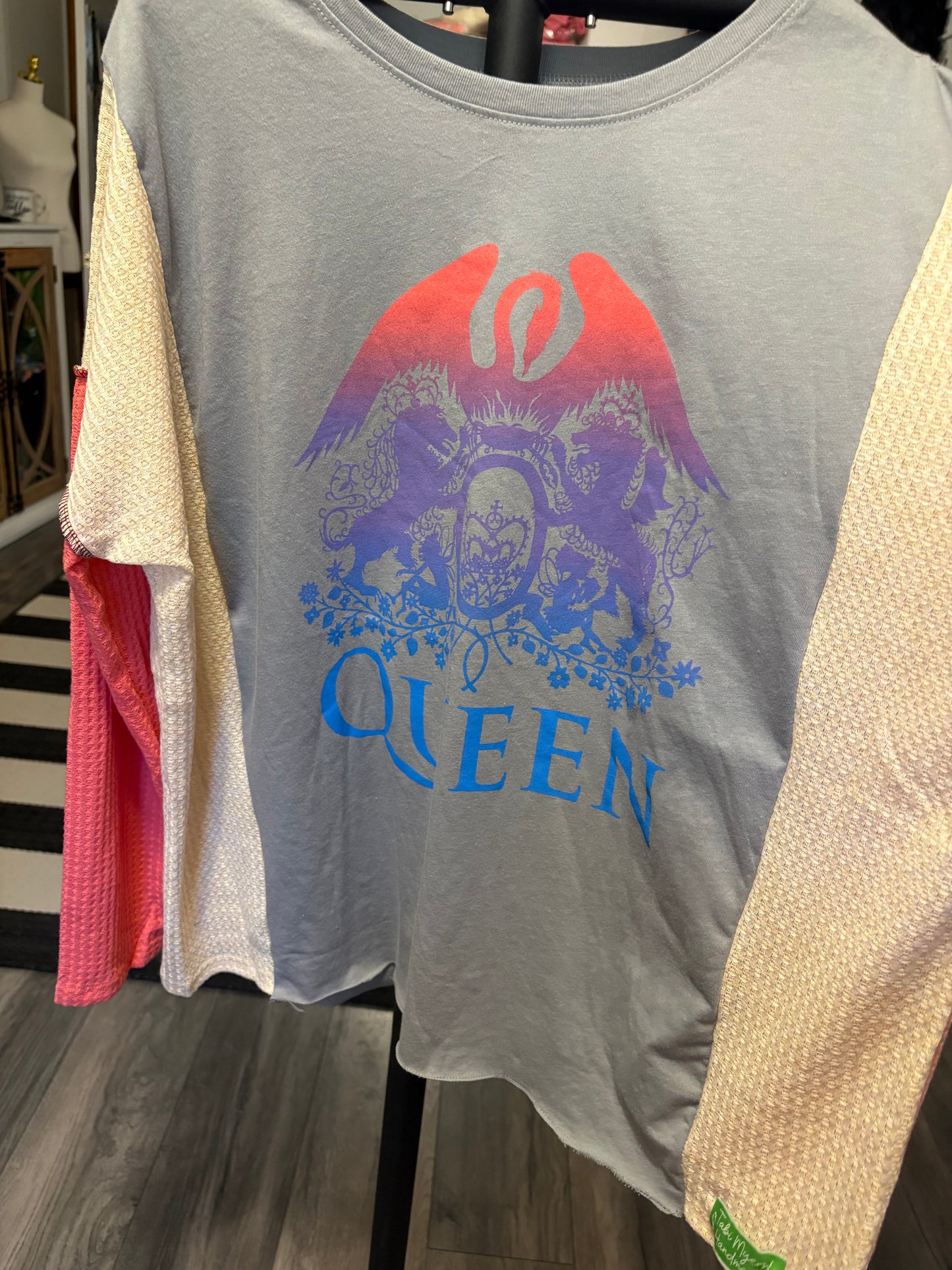 Another One Bites The Dust Upcycled Long Sleeve Knit Tee One Size Fits a Small to XL