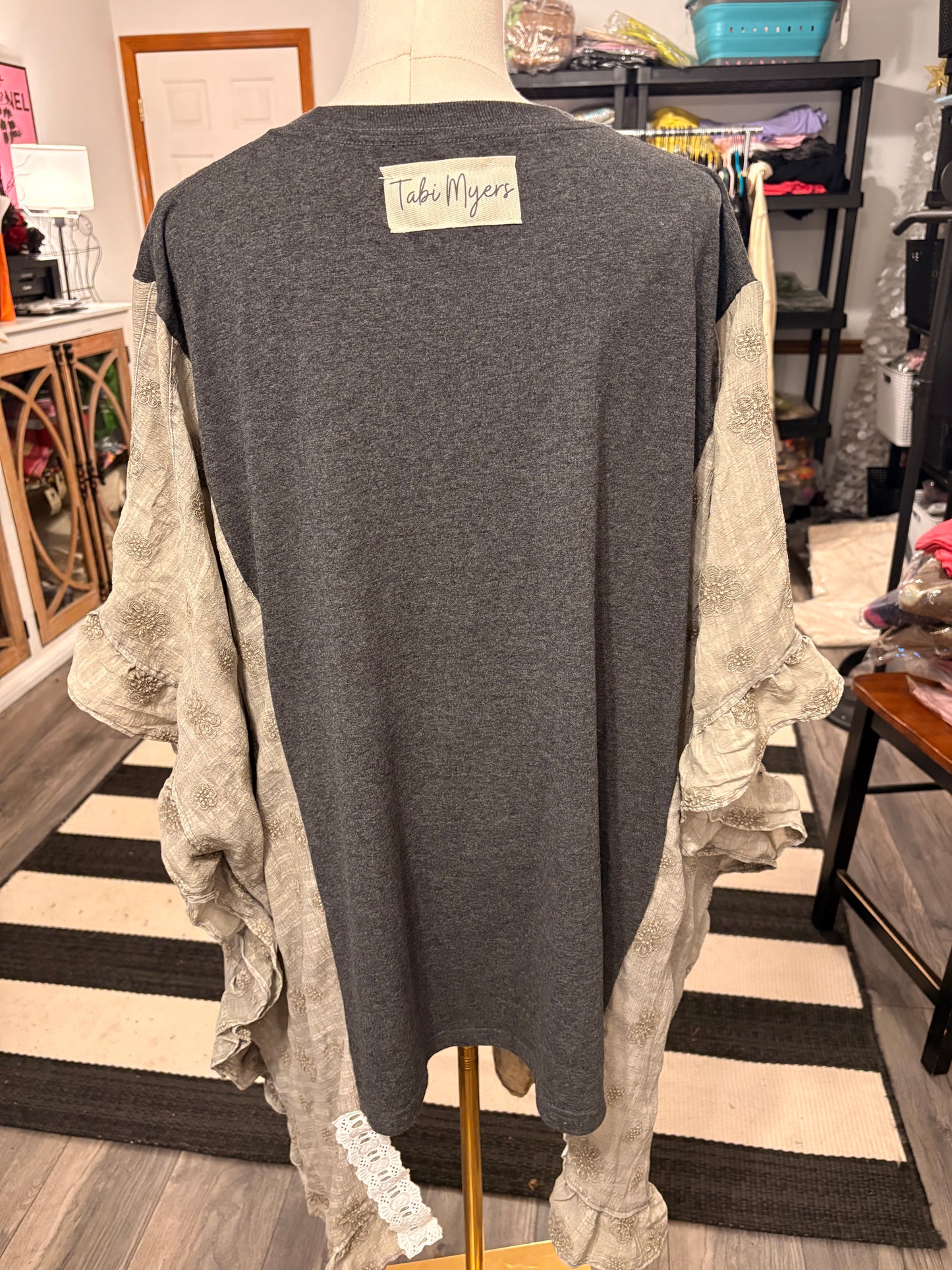 Pink Floyd Upcycled Rockstar Fairytale Ruffled Kimono One Size Fits a Large to 3X Oversized!