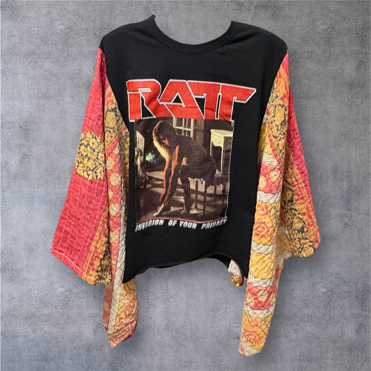 Ratt Upcycled Vintage Kantha Poncho Tee One Size Fits a Small to XXL