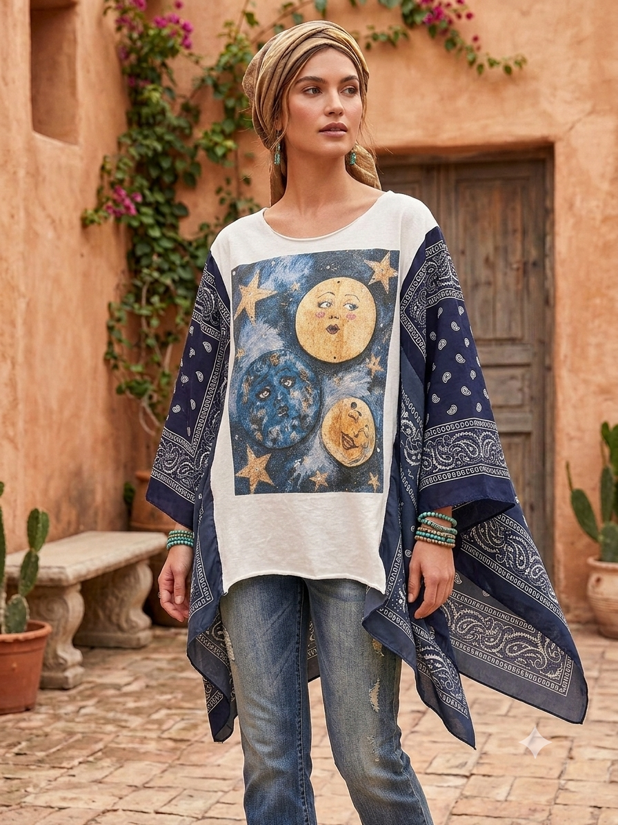 Twinkle Bandana Poncho Tee Fits a Small to 3X