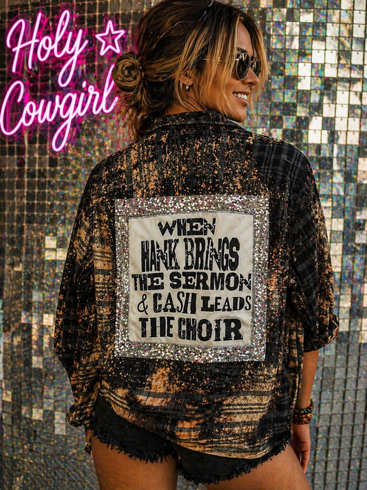 Flashy Flannel with Sequin Panel Hank Brings Sermon Small to XXL 4-16